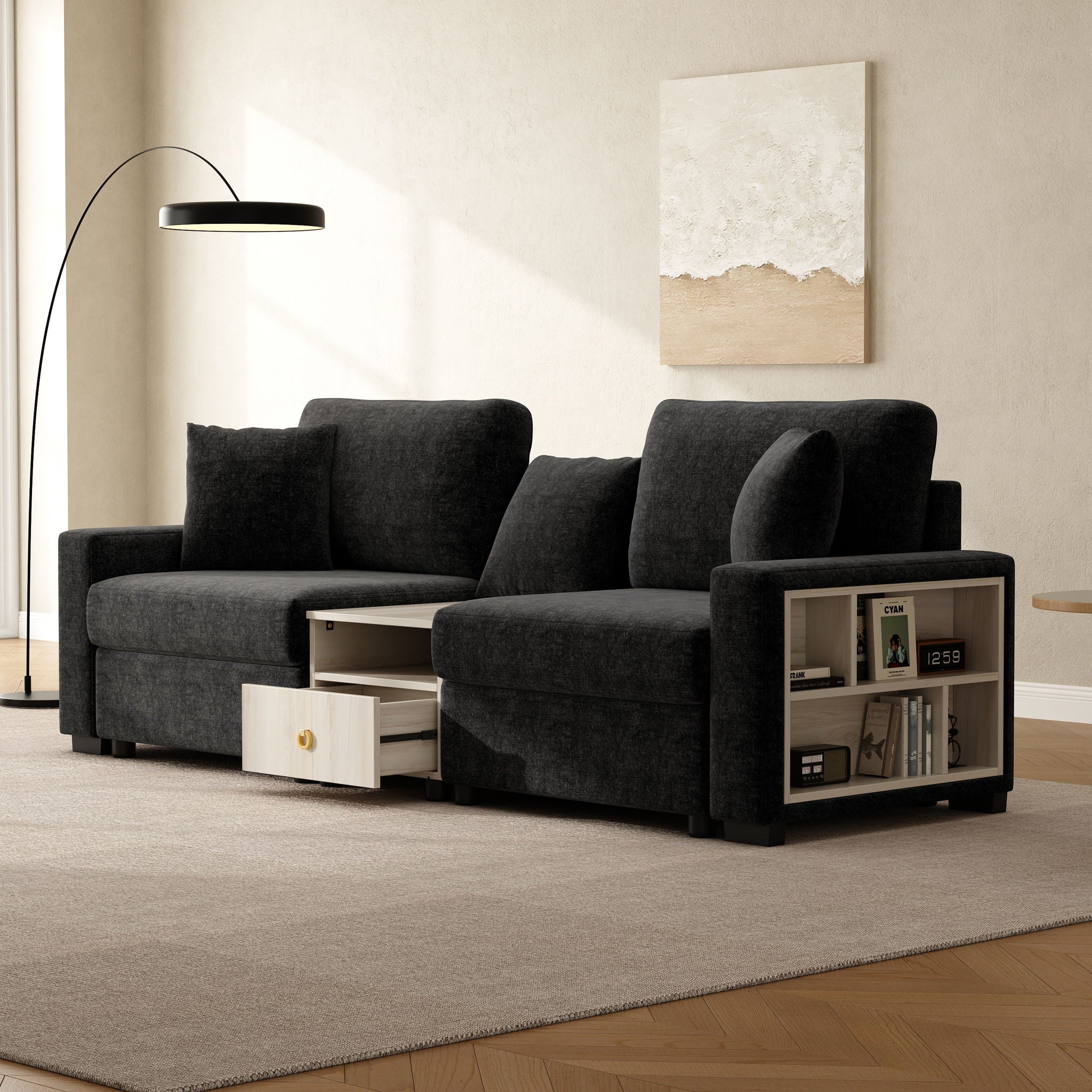 Modular Sofa Couch With Storage Armrest And Center Console - Image 76