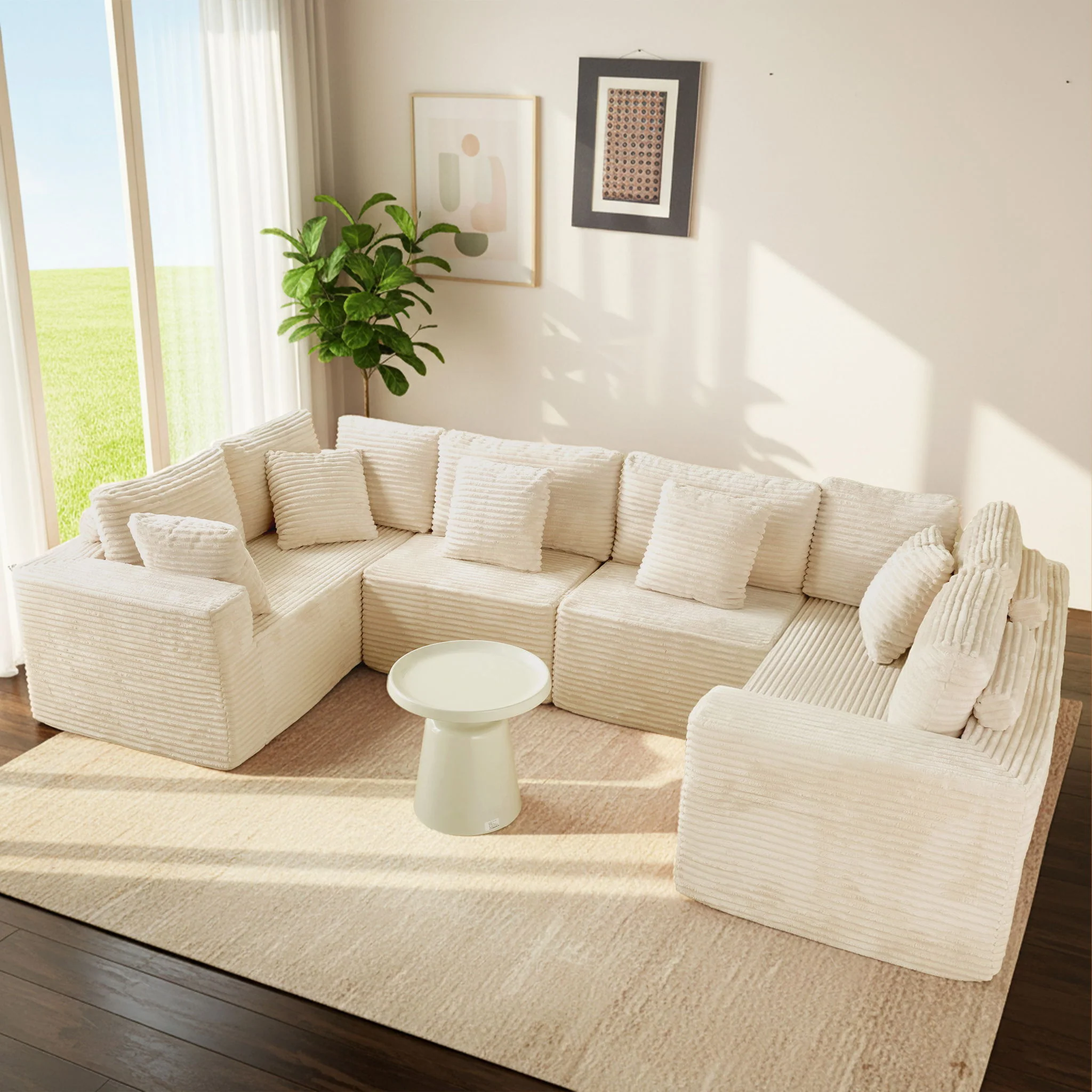 Modular U Shaped Sectional Sofa With Reversible Design - Image 7