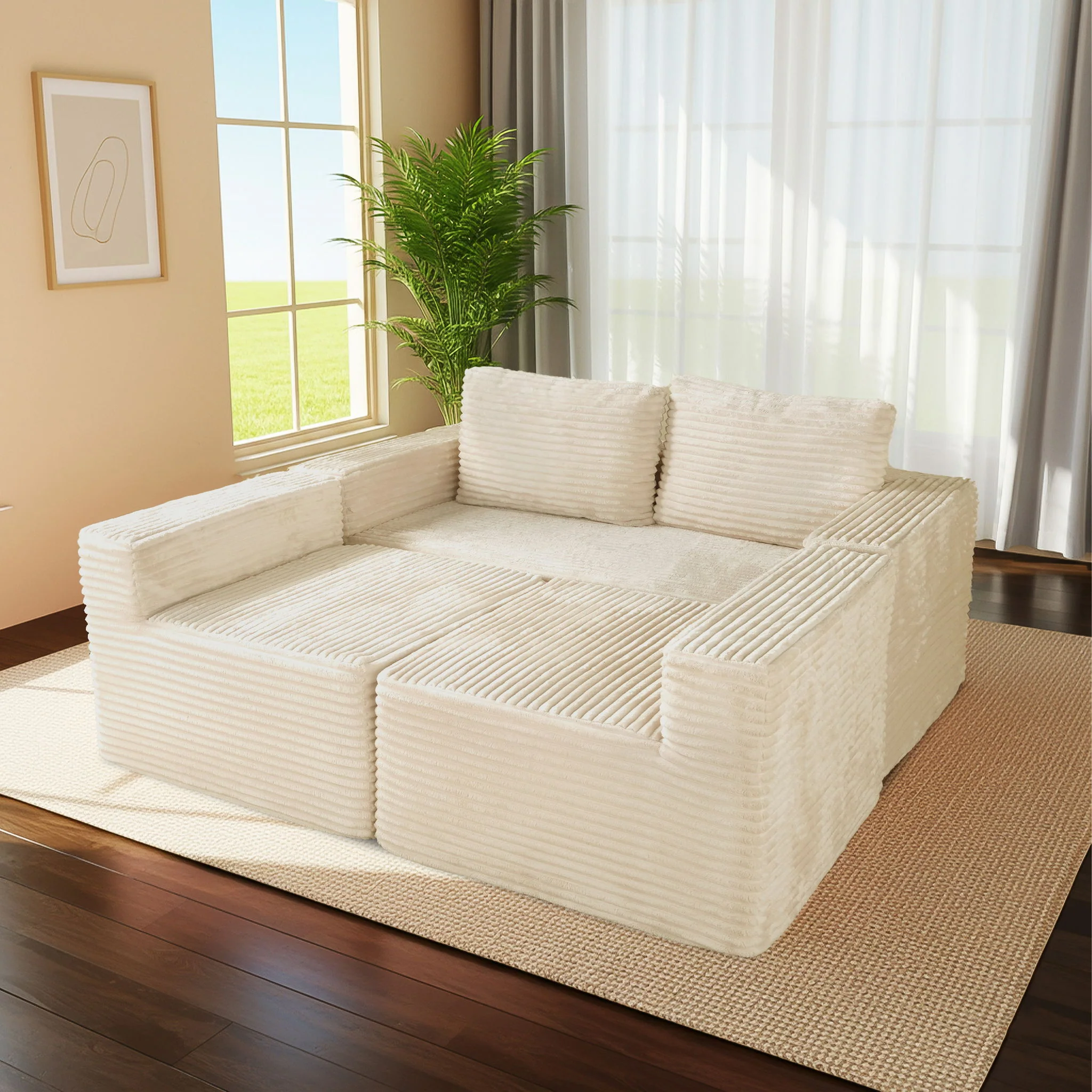 Modular U Shaped Sectional Sofa With Reversible Design - Image 8