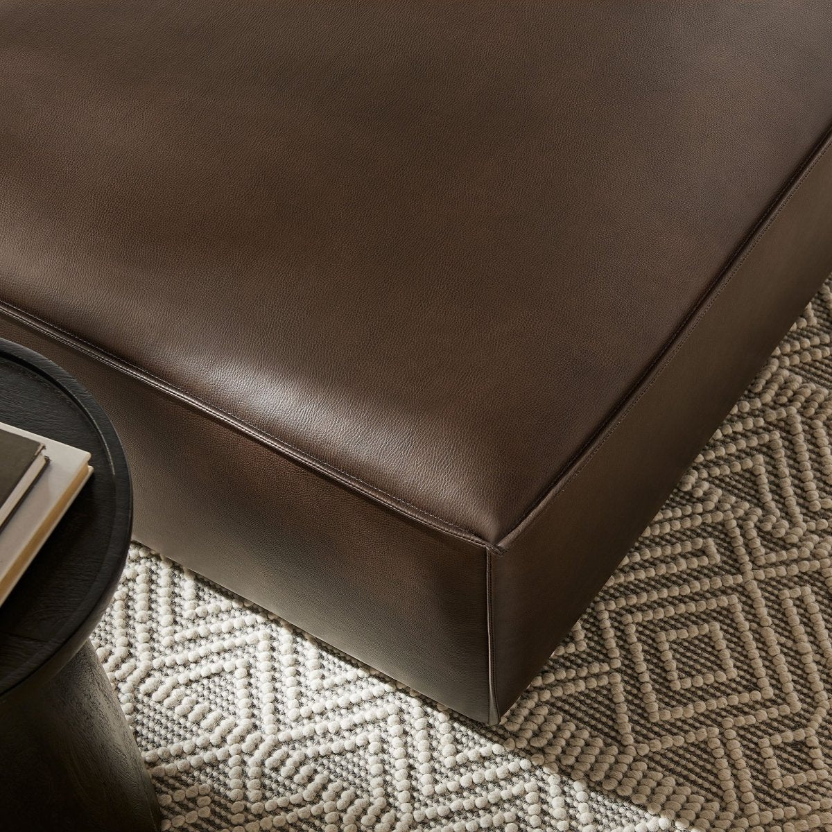 Modular Vegan Leather Ottoman with Piping – 41 Inch - Image 13