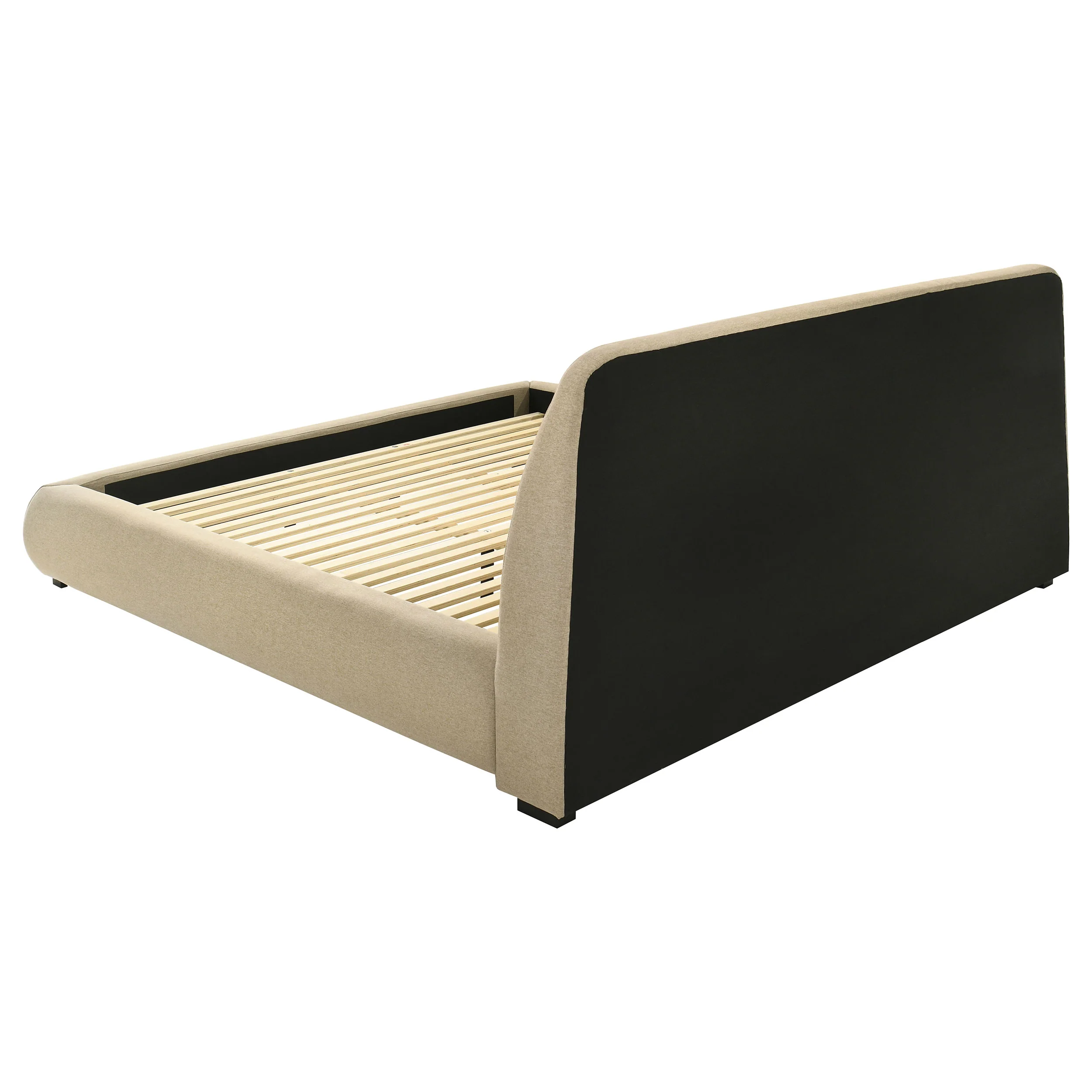 Mokena 46-inch Upholstered Eastern King Platform Bed in Light Brown - Image 3