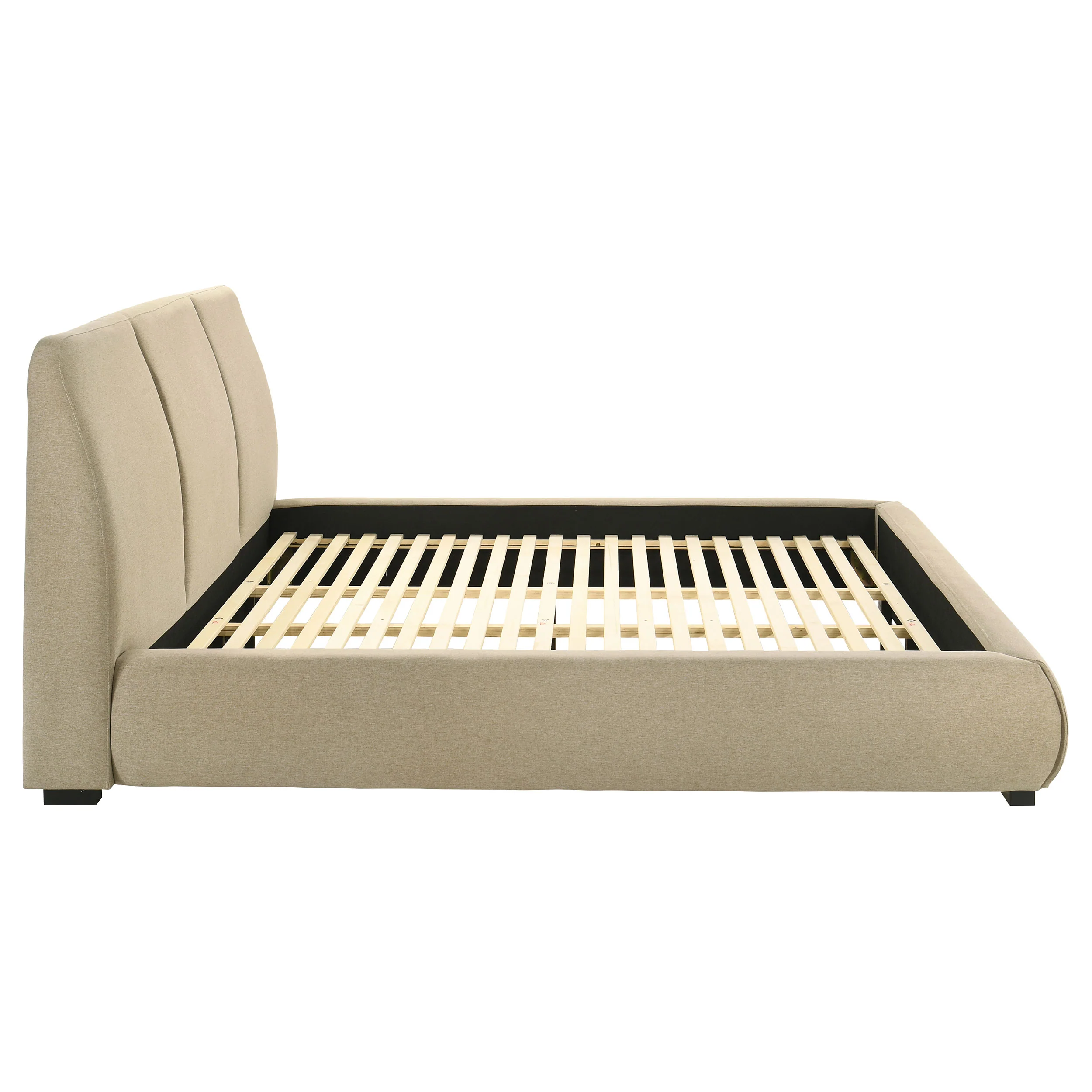 Mokena 46-inch Upholstered Eastern King Platform Bed in Light Brown - Image 6