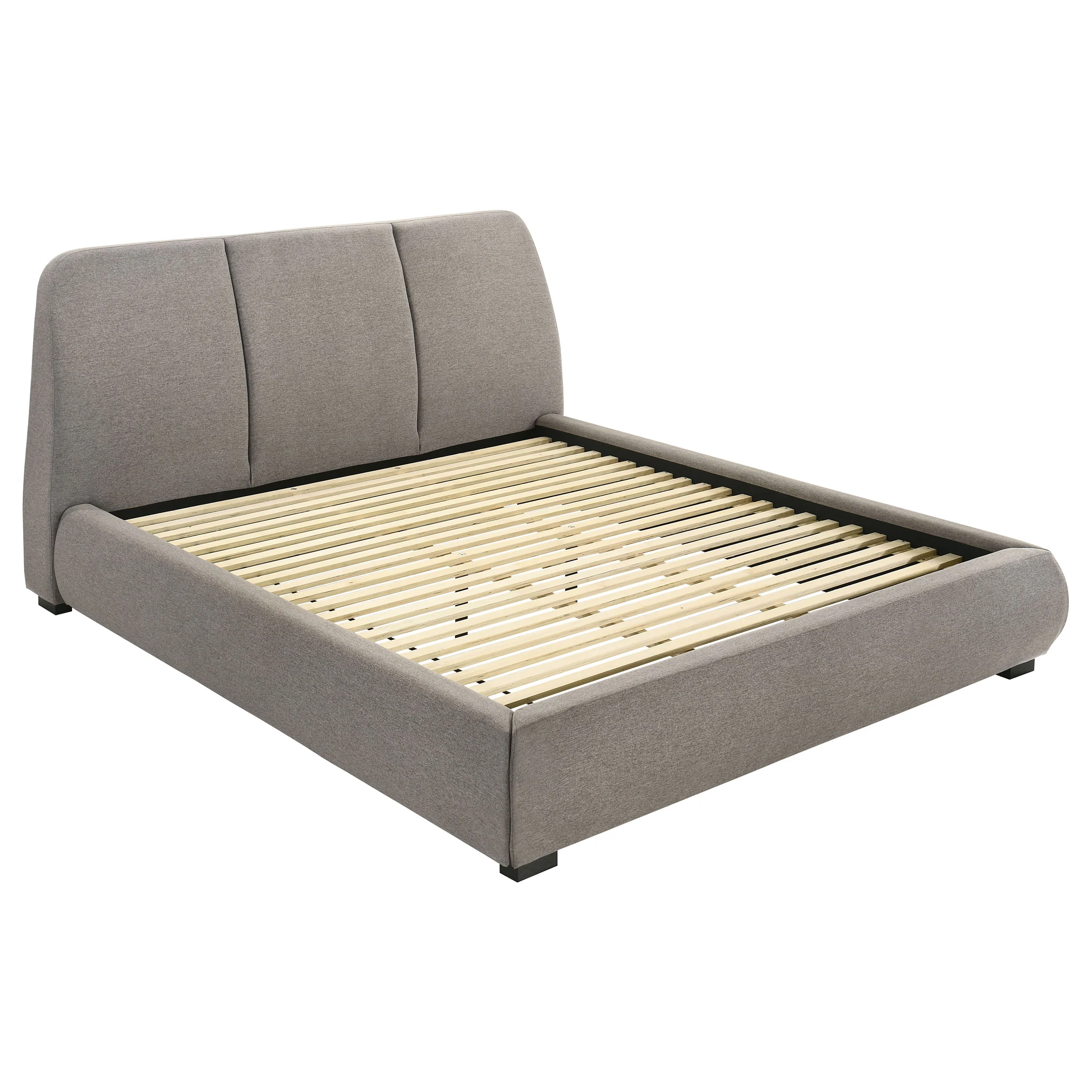 Mokena 46-inch Upholstered Eastern King Platform Bed in Taupe