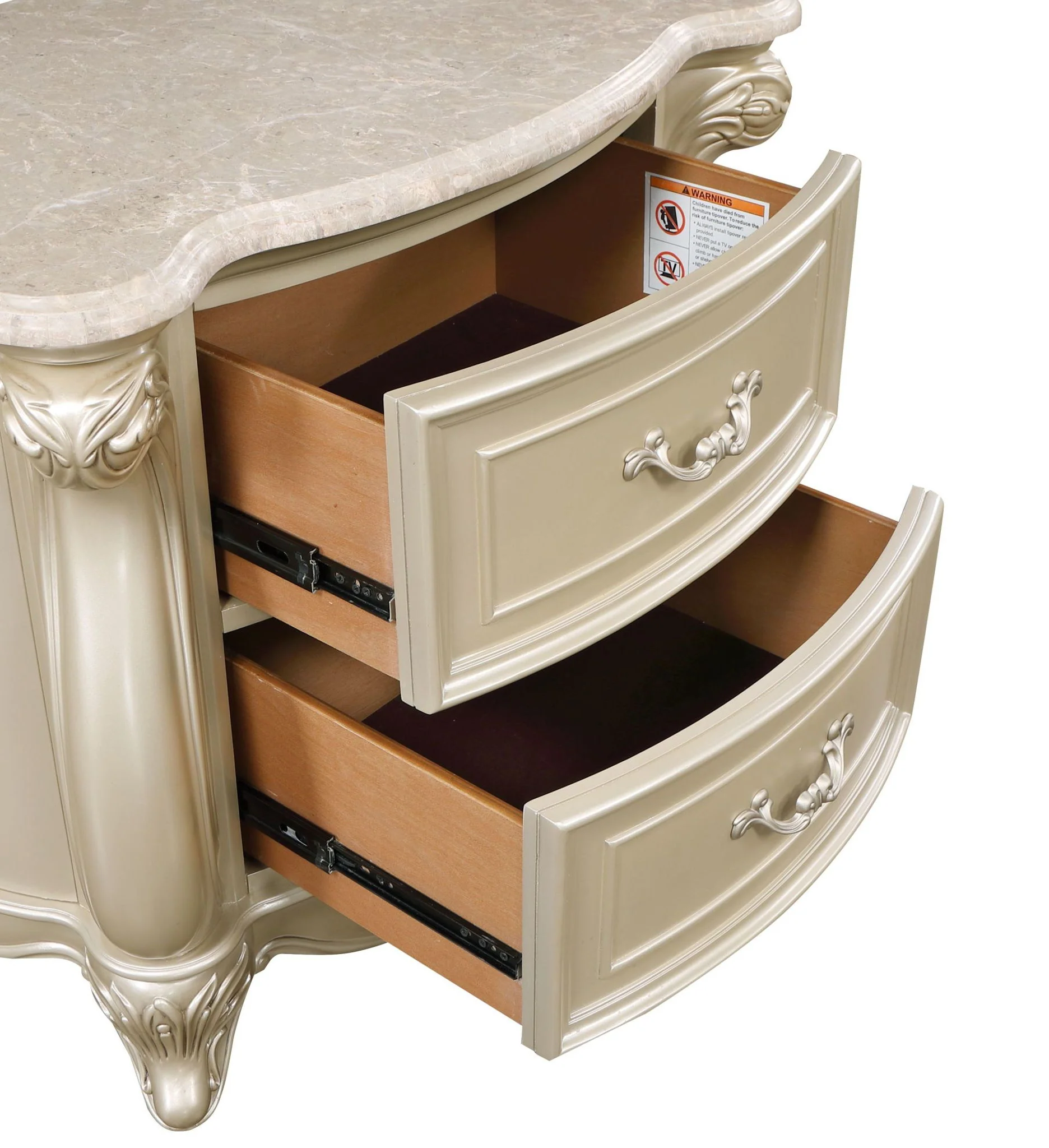 Monique - Nightstand With Marble Top - Champagne - Image 3