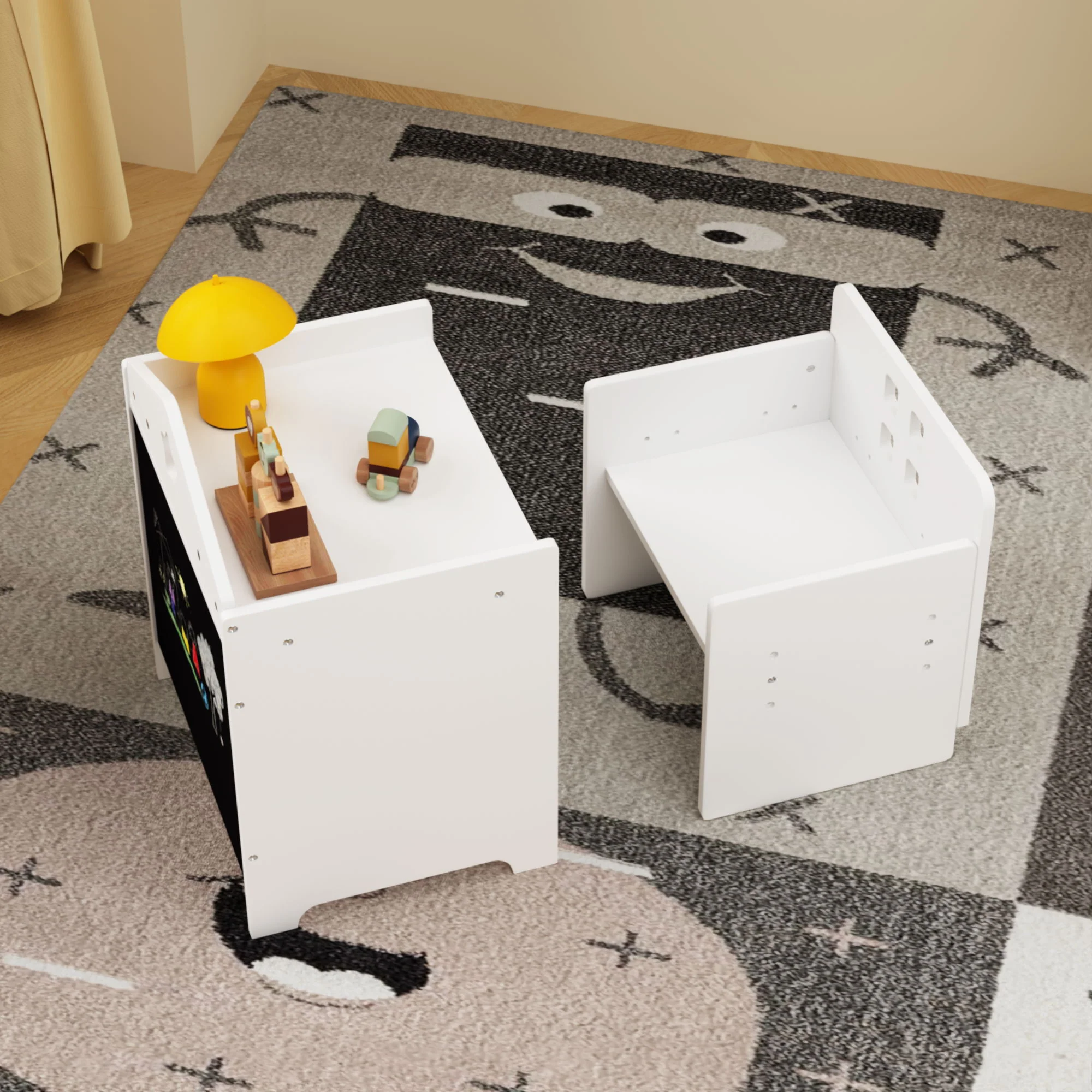 Montessori Weaning Table And Chair Set, Toddler Table With Adjustable Height - White - Image 4