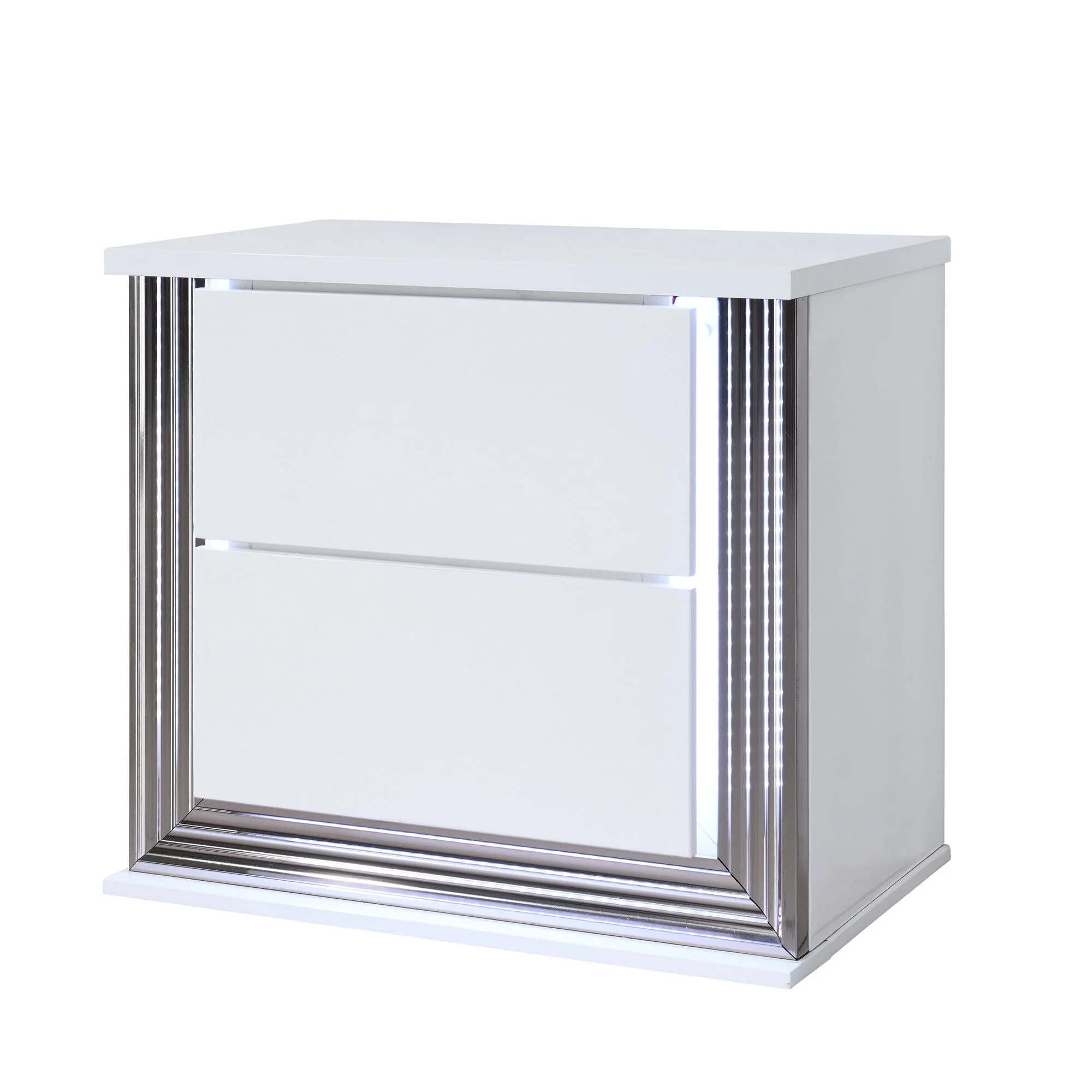 Moon - Smooth Nightstand With LED - White - Image 3