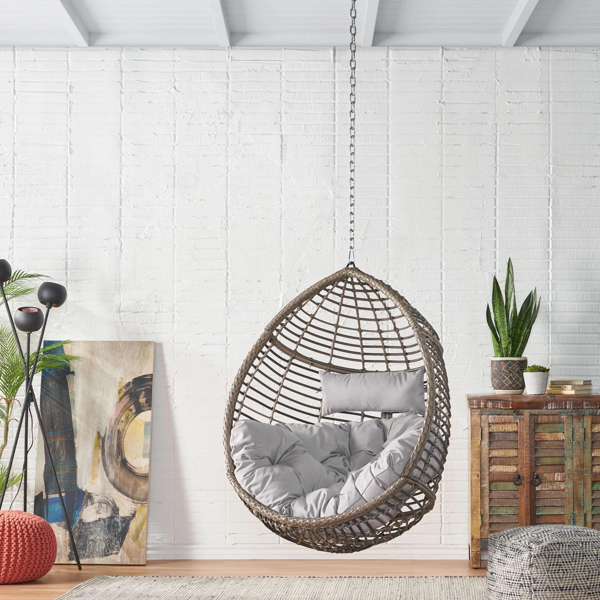 Morris Teardrop - Hanging Chair With Chain And Water Resistant Cushions - Image 9