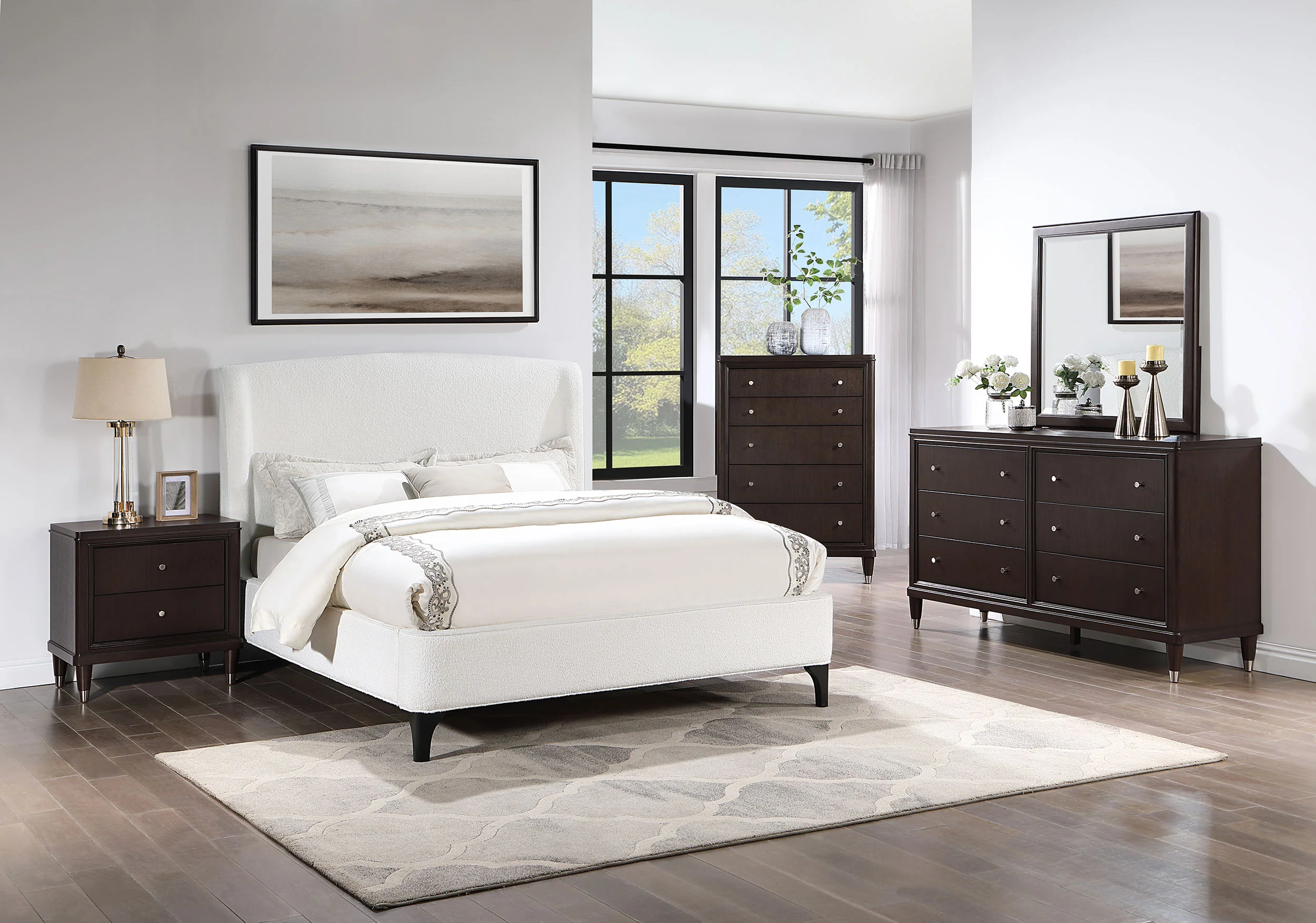 Mosby Upholstered Eastern King Wingback Bed in Snow - Image 12