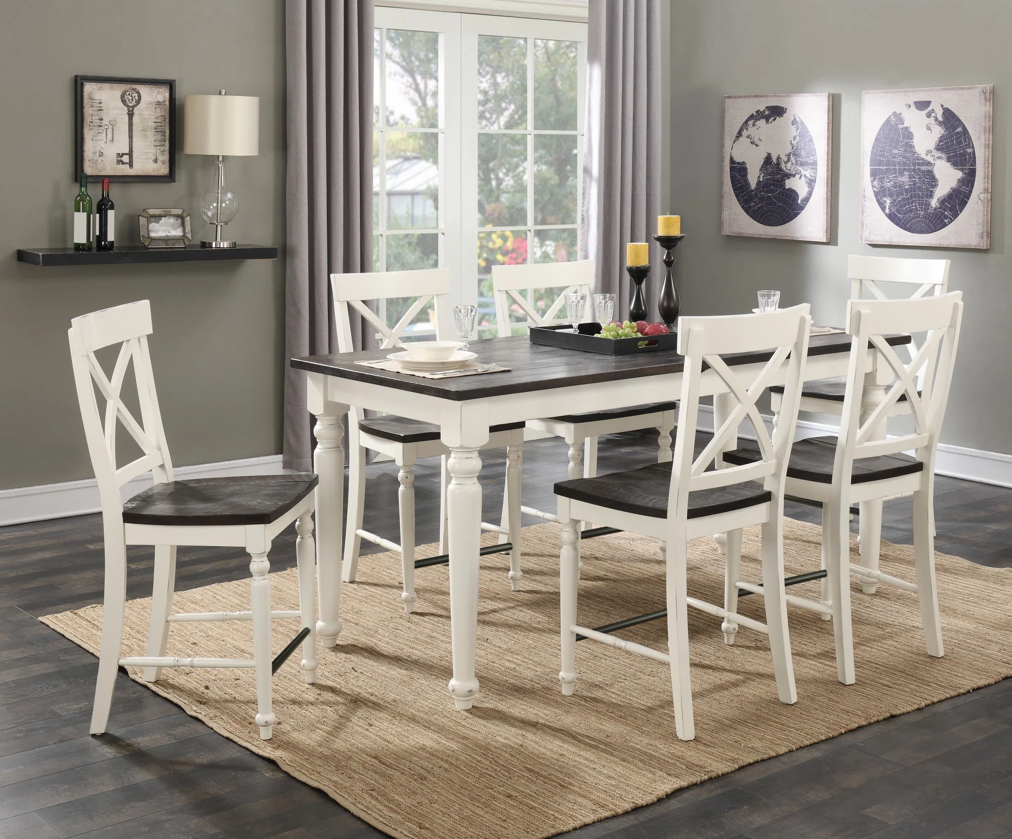24" Tall Bar Stools (Set of 2) - Brown / White - Image 5