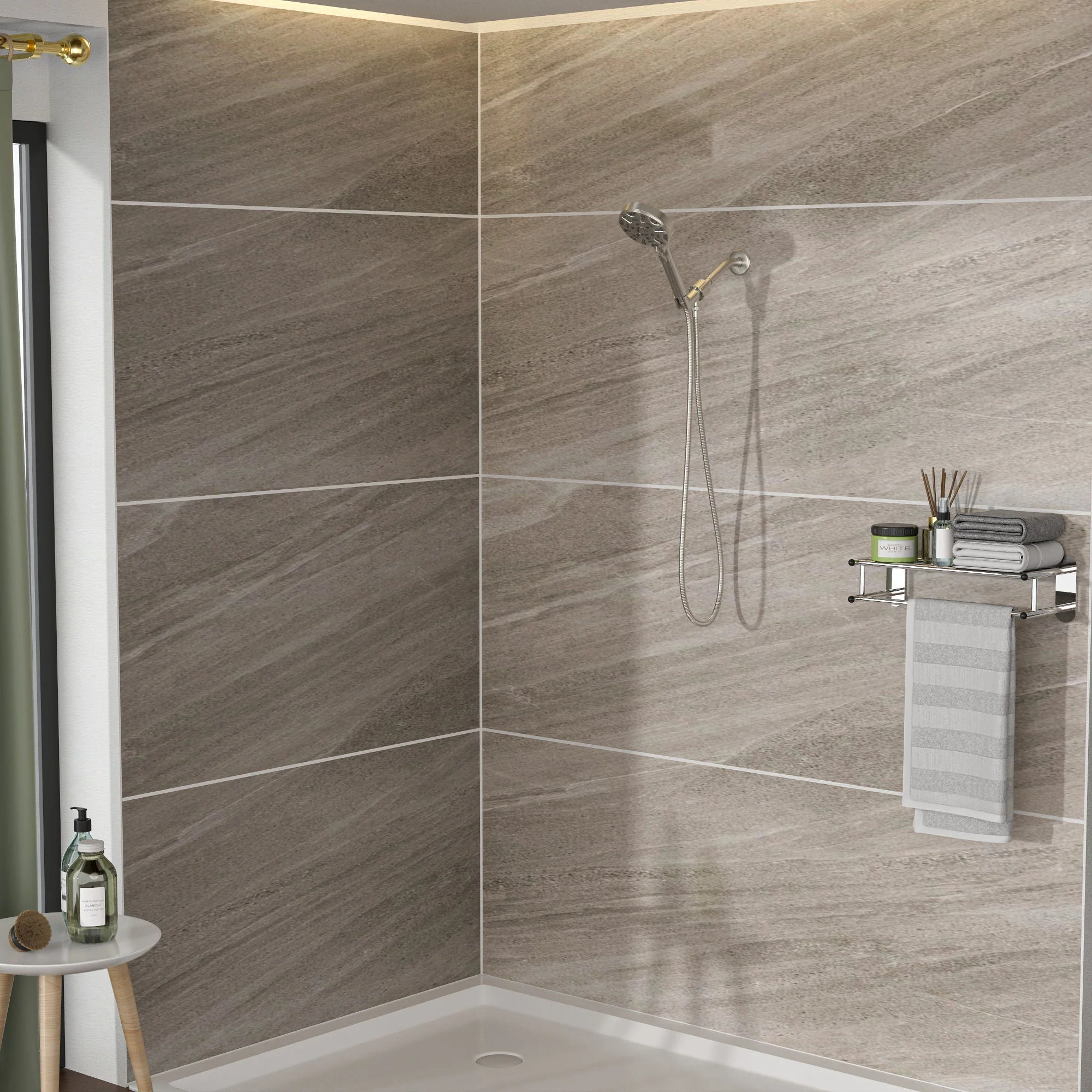 Multi Function Adjustable Hand Shower 8 Function Hand Shower, Plastic Construction - Brushed Nickel - Image 4