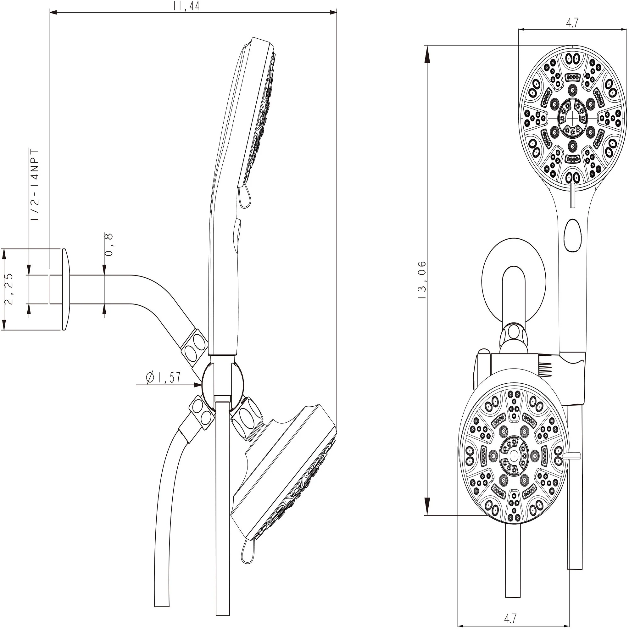 Multi Function Dual Shower Head 4.7" Rain Showerhead & 8 Function Hand Shower System - Brushed Nickel - Image 3