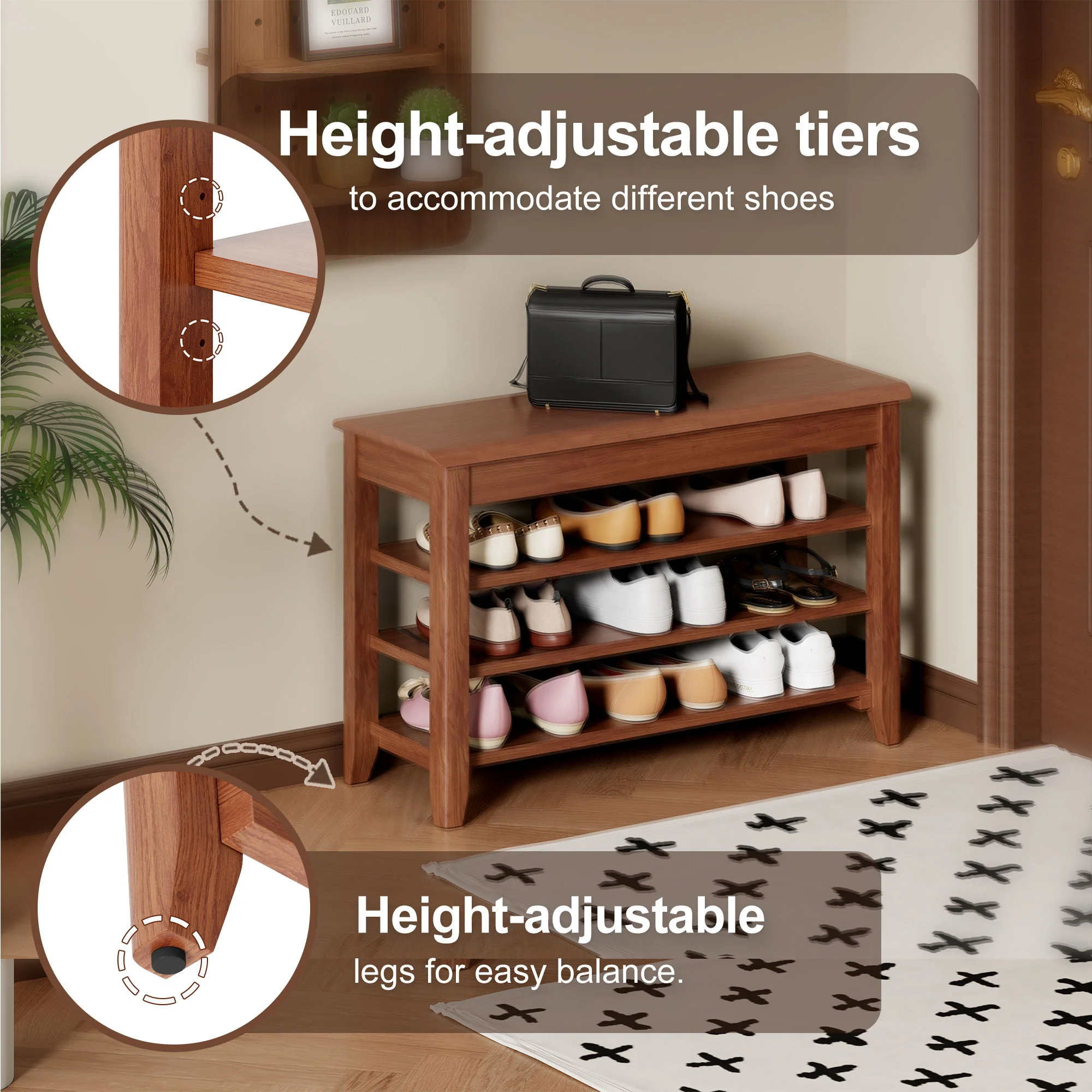 Multi Functional Double Layer Shoe Stool - Image 10