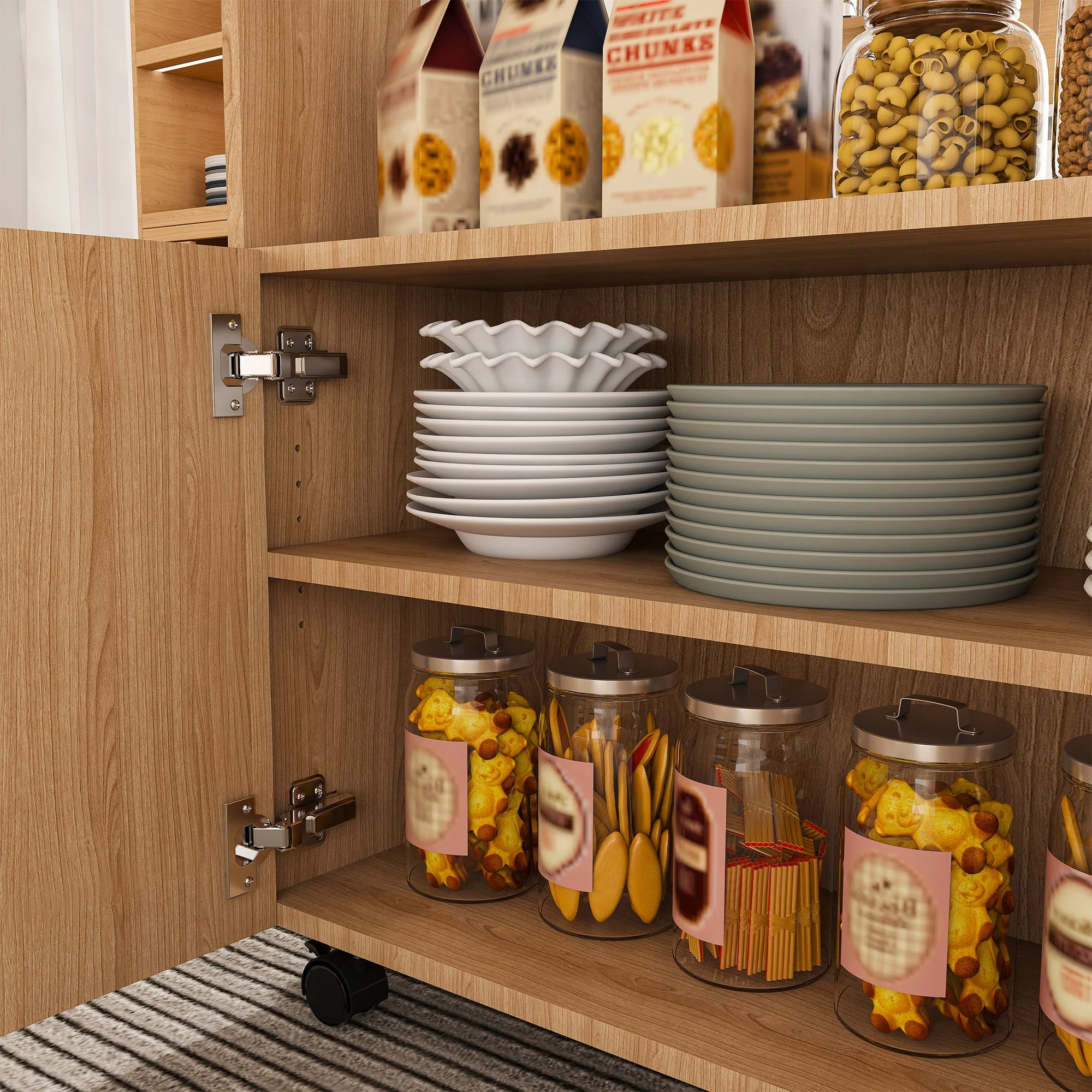 Multi Functional Folding Table With Storage Shelves And Wheels - Image 16
