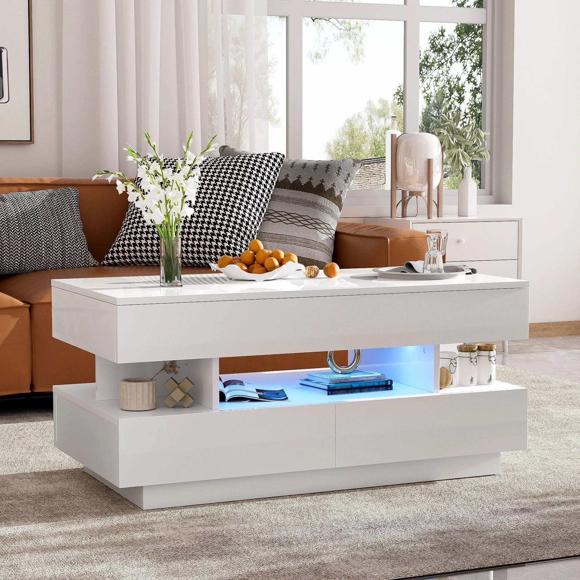 Multi Functional Lift Top Coffee Table With 2 Drawers - Image 17