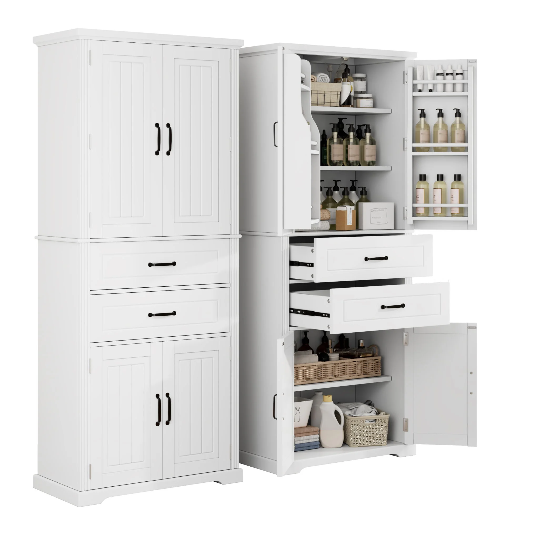 Multi Functional Storage Cabinet With Adjustable Shelves, 2 Drawers, Door Shelves - Image 26