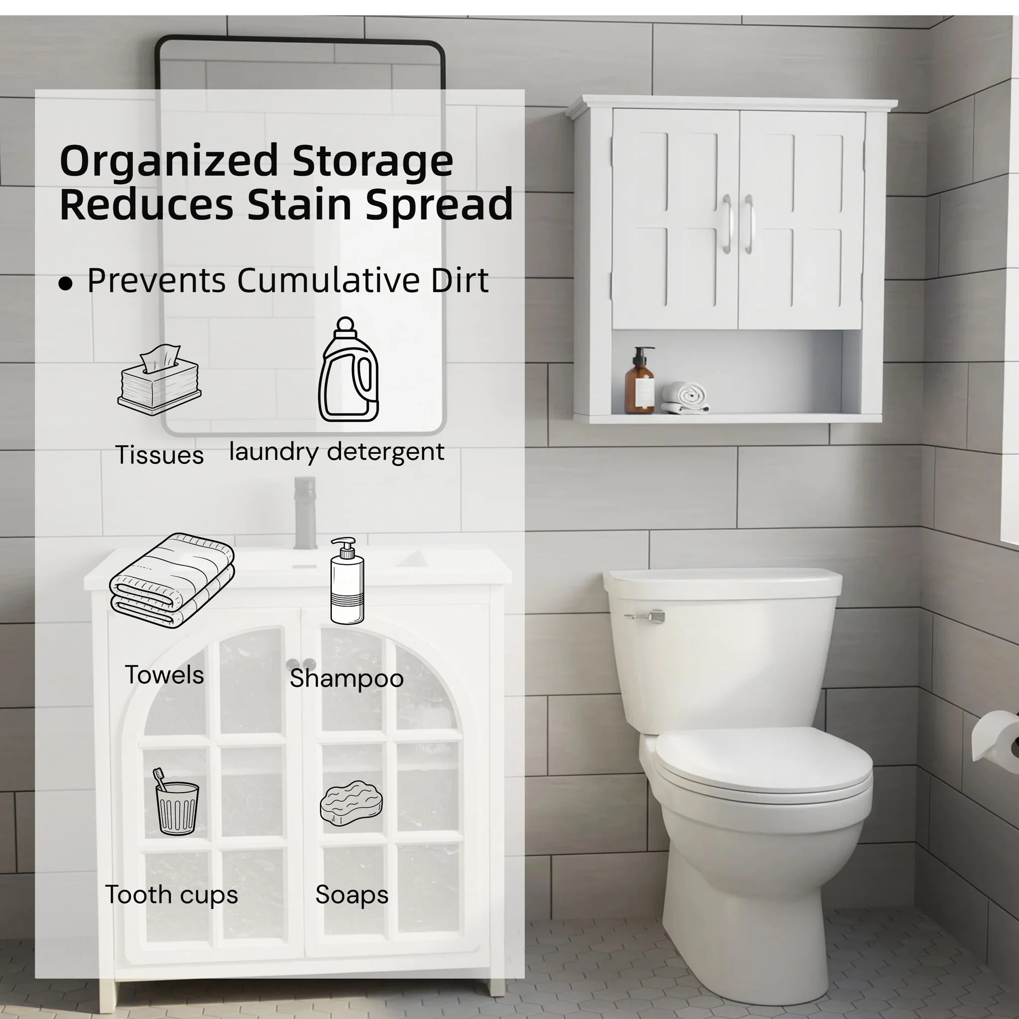 Multi Functional Wall Mounted Cabinet With Adjustable Shelves For Bathroom - Image 7