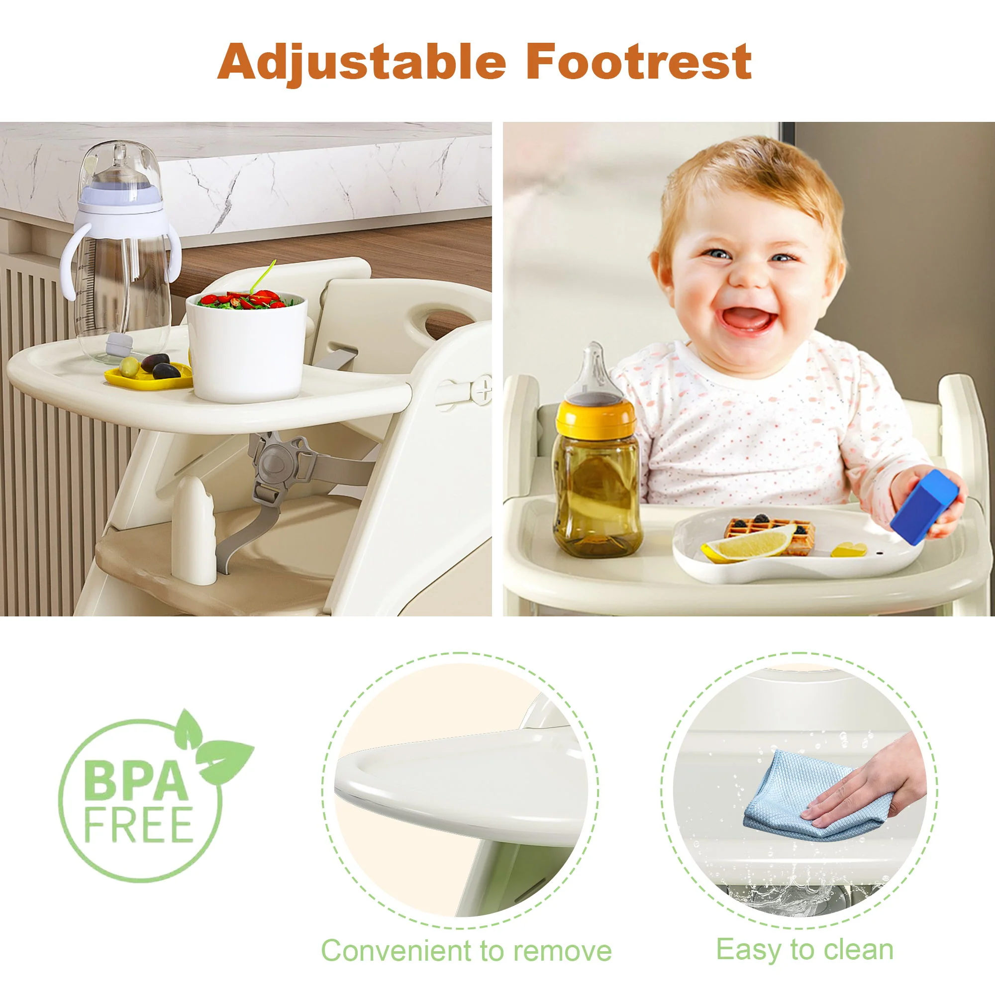 Multifunctional Growing Up Dining Chair With Adjustable Height And 5 Point Seat Belts - Image 15