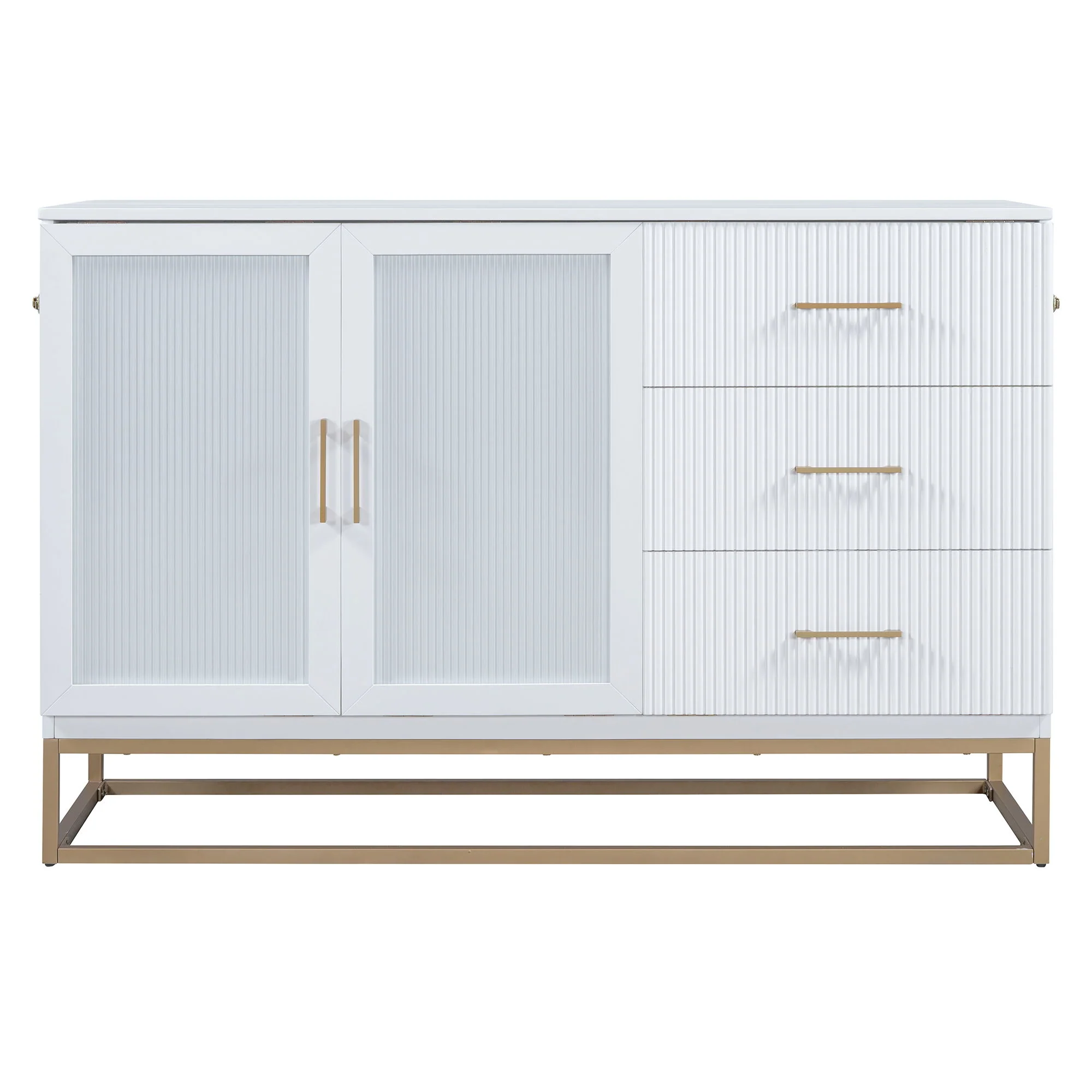 Murphy Bed With Frosted Glass Doors Design, Fake Drawers, Metal Legs - Image 4