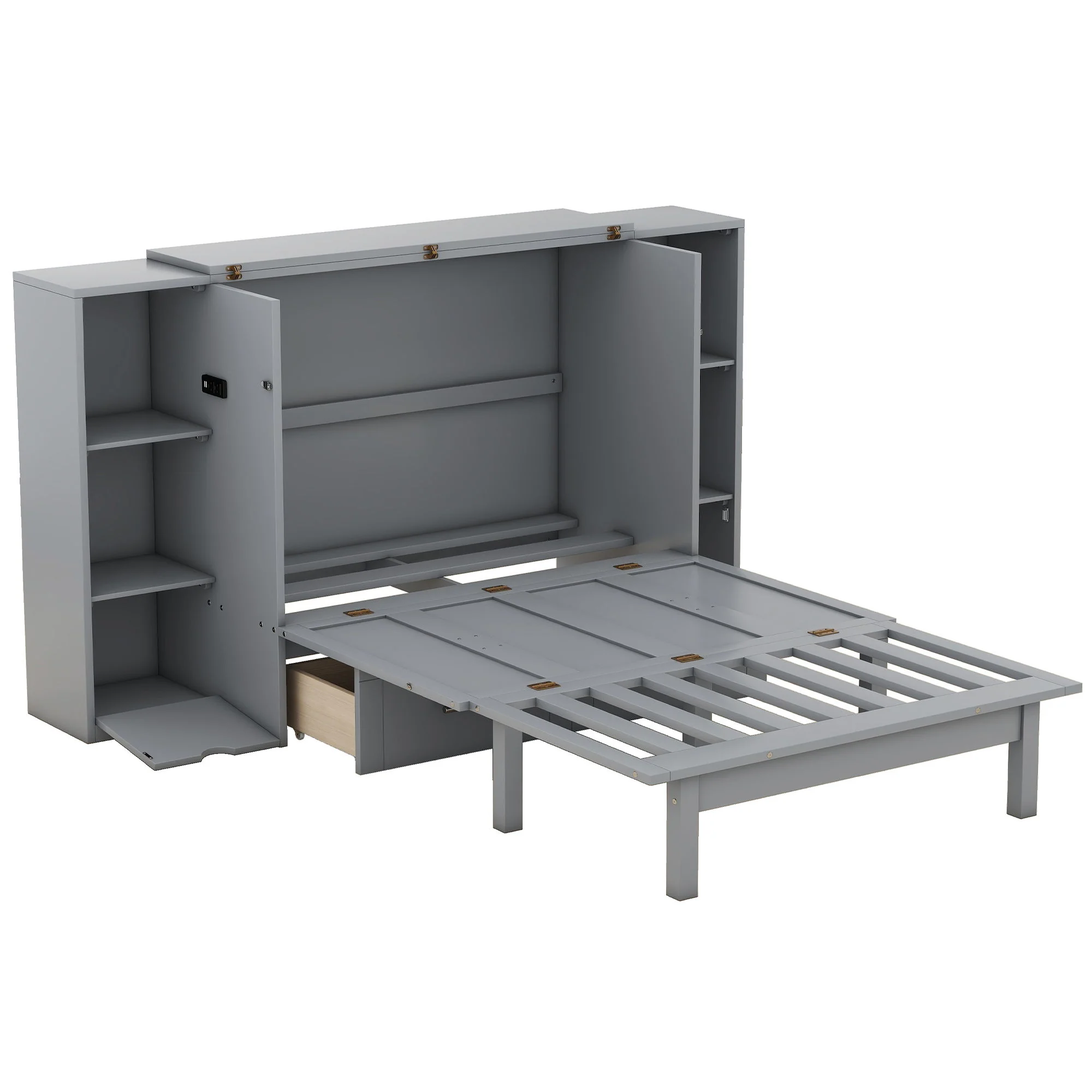 Murphy Bed With Shelves, Drawers And USB Ports - Image 12