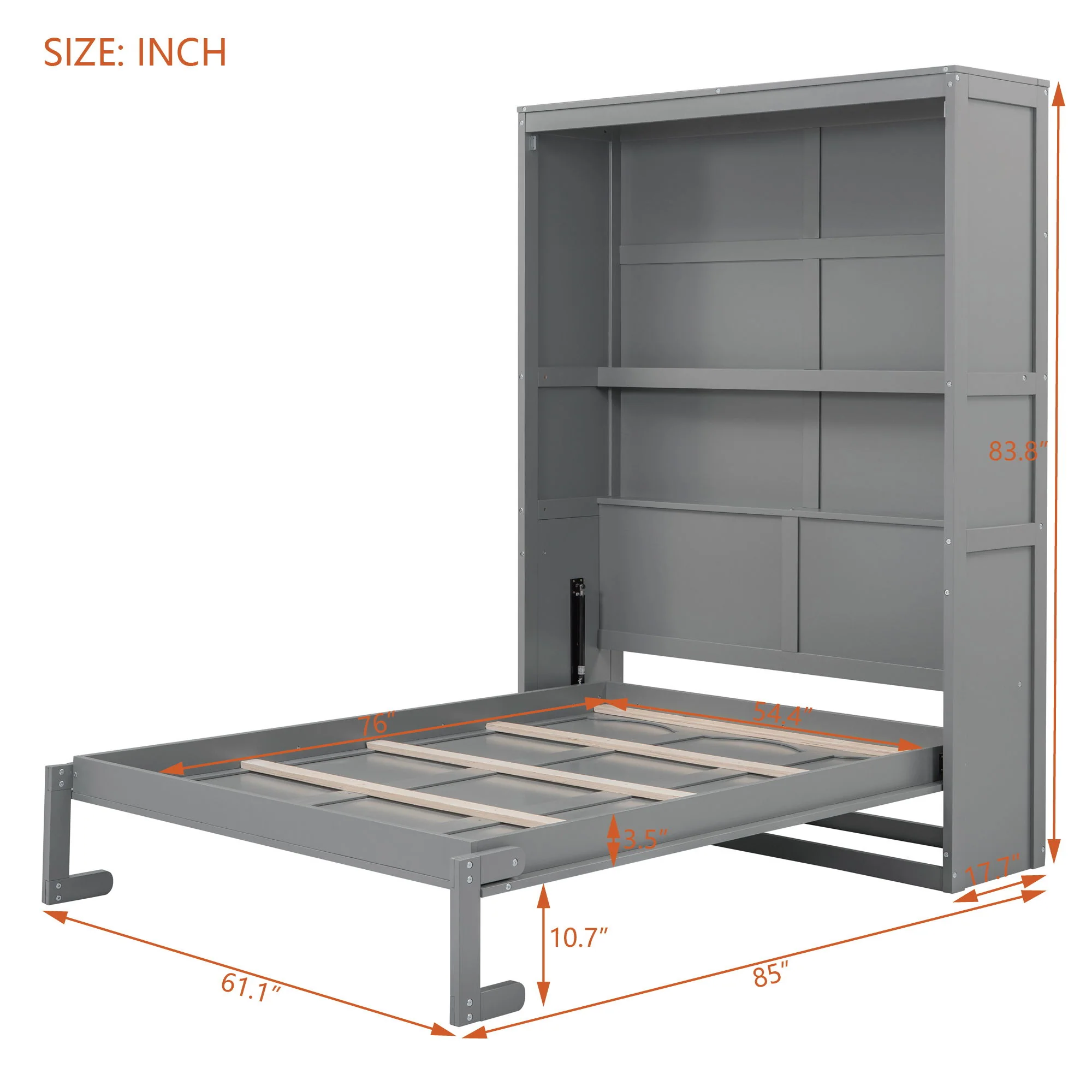 Murphy Wall Bed With Shelves, Space Saving - Image 4