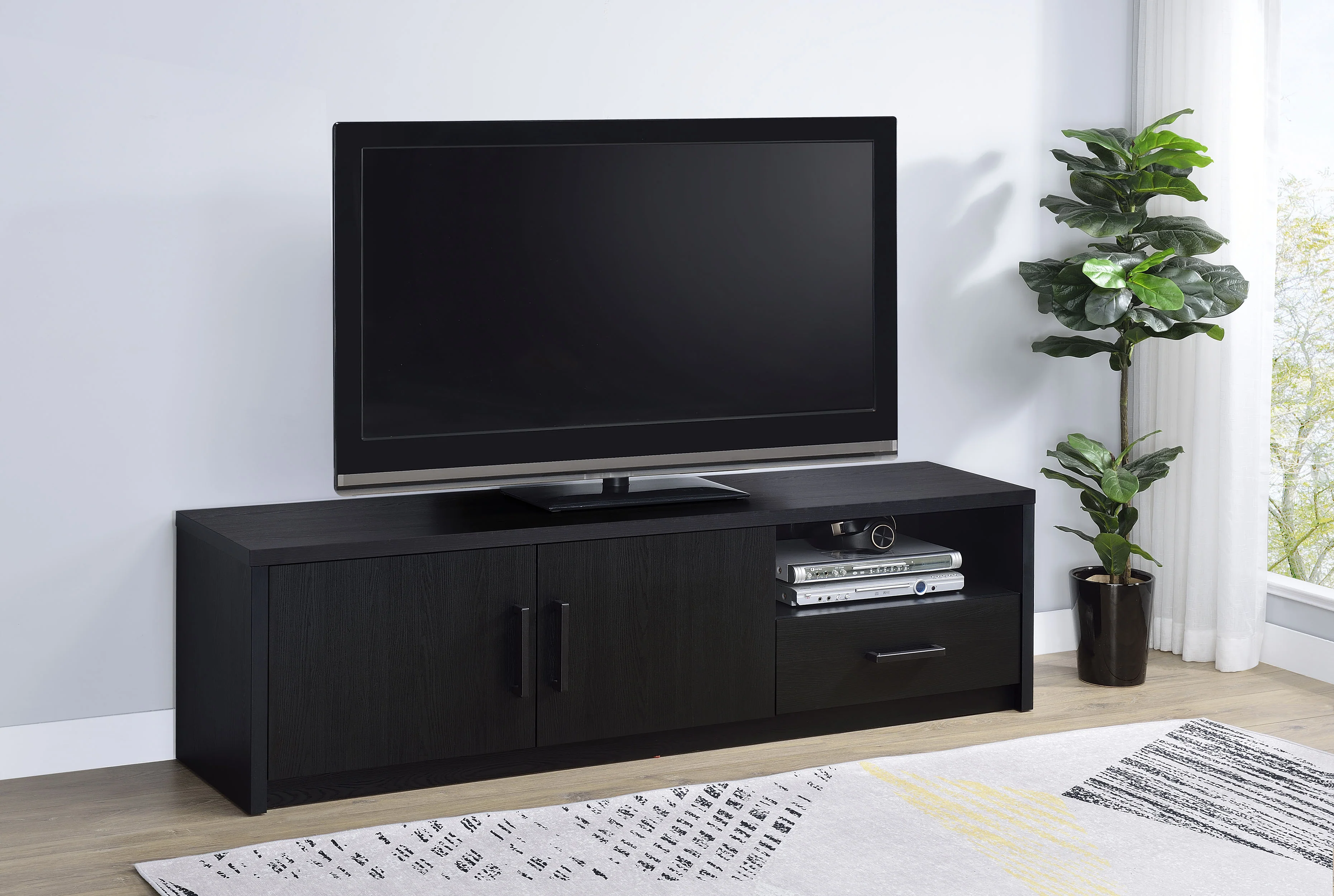 Murray 70-Inch 2-Door TV Stand Media Console, Black - Image 5