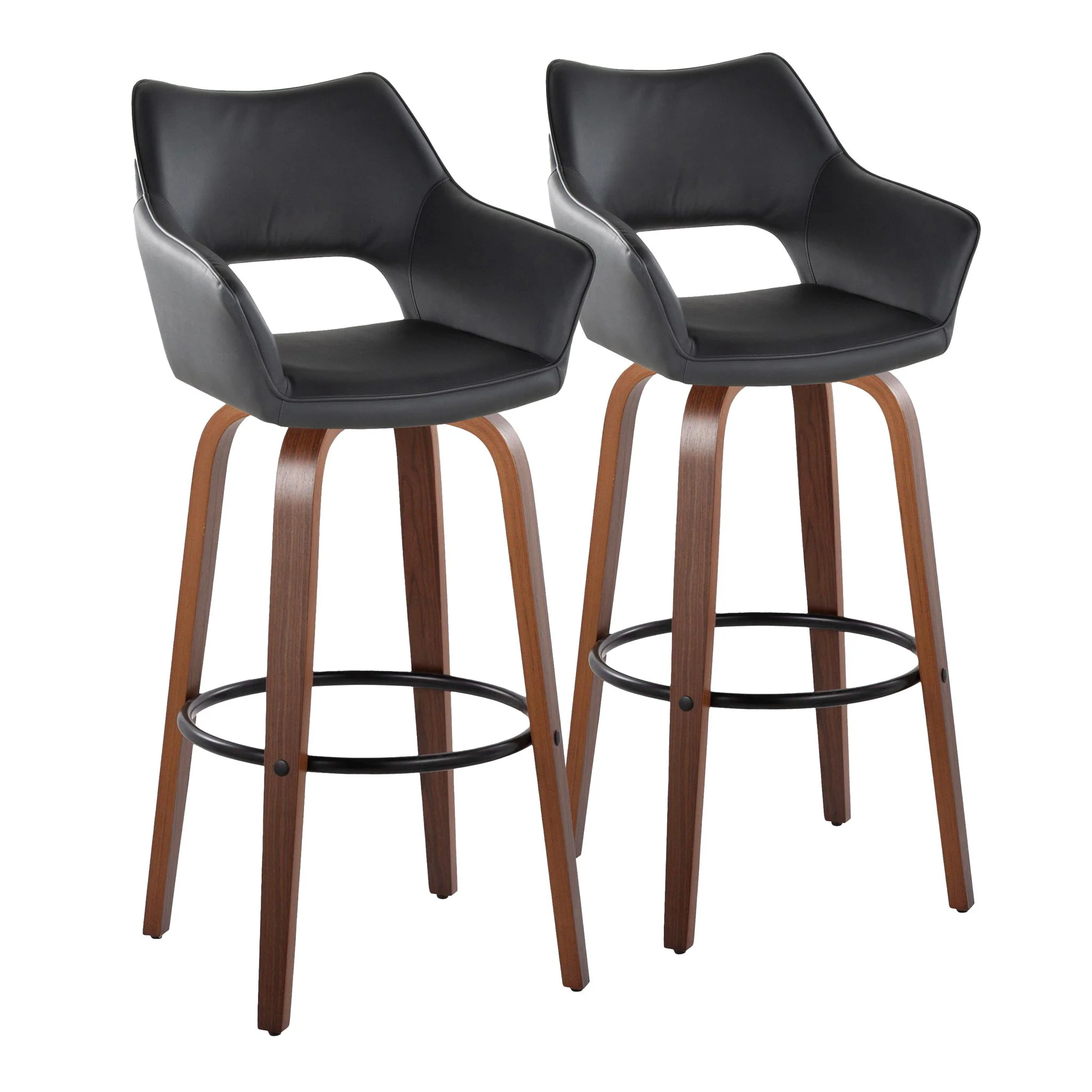 Mustang - Contemporary Fixed Height Barstool With Swivel & Round Footrest (Set of 2) - Image 2