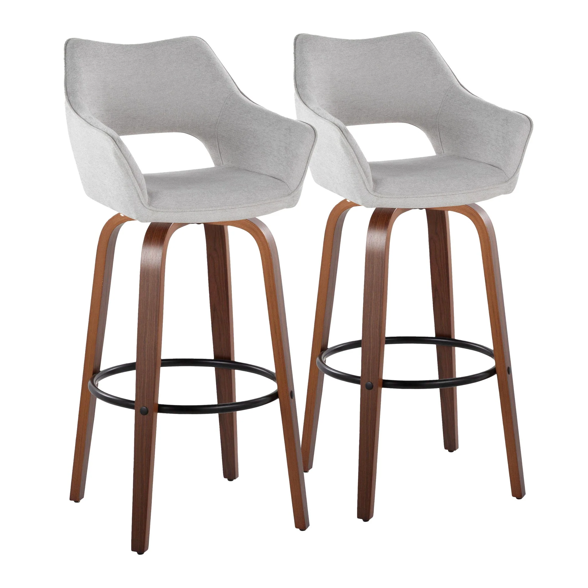 Mustang - Contemporary Fixed Height Barstool With Swivel & Round Footrest (Set of 2) - Image 3