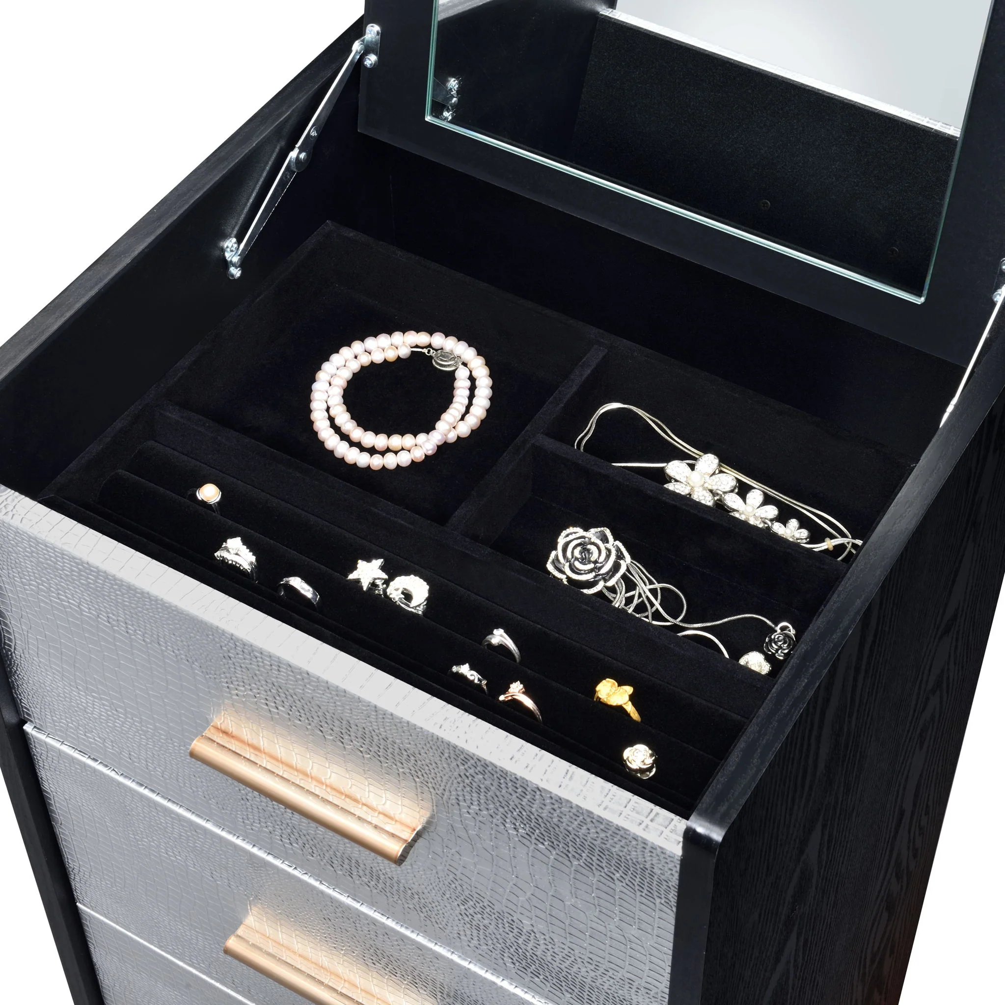 Myles - Jewelry Armoire - Black / Silver / Gold - Image 7