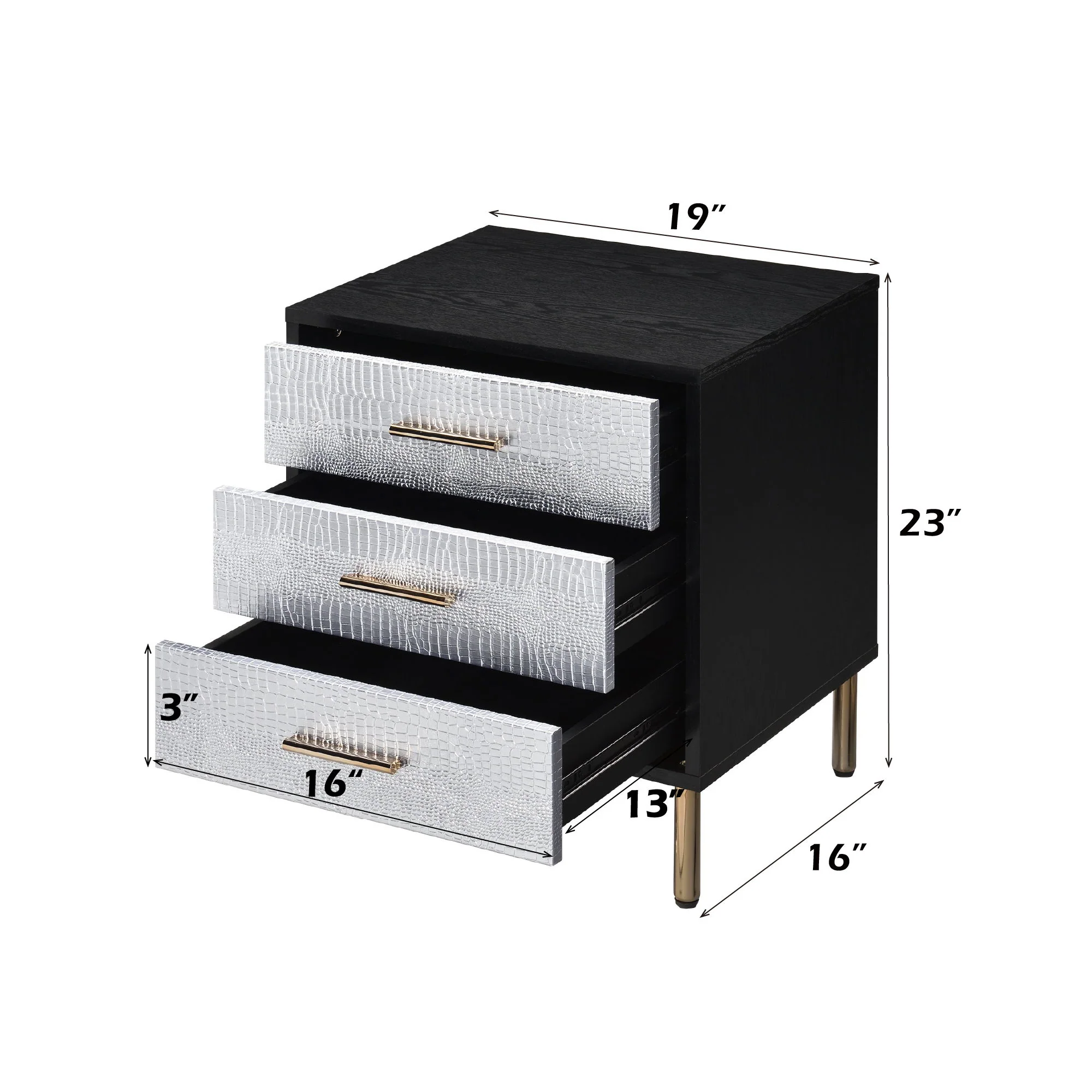 Myles - Nightstand - Black / Gold / Silver - Image 4