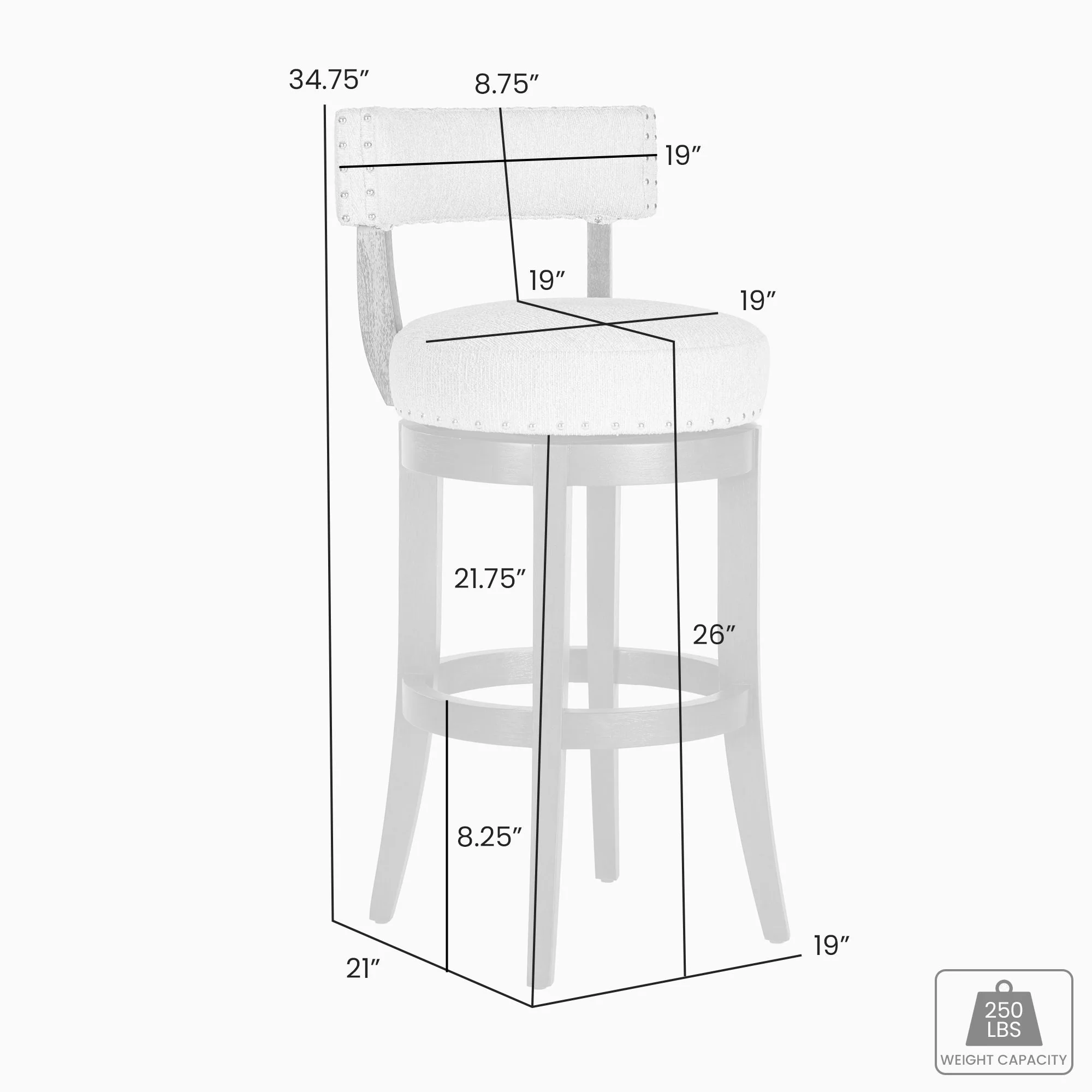 Mystic - Solid Wood Upholstered 26" Counter Height Swivel Barstool - Image 7