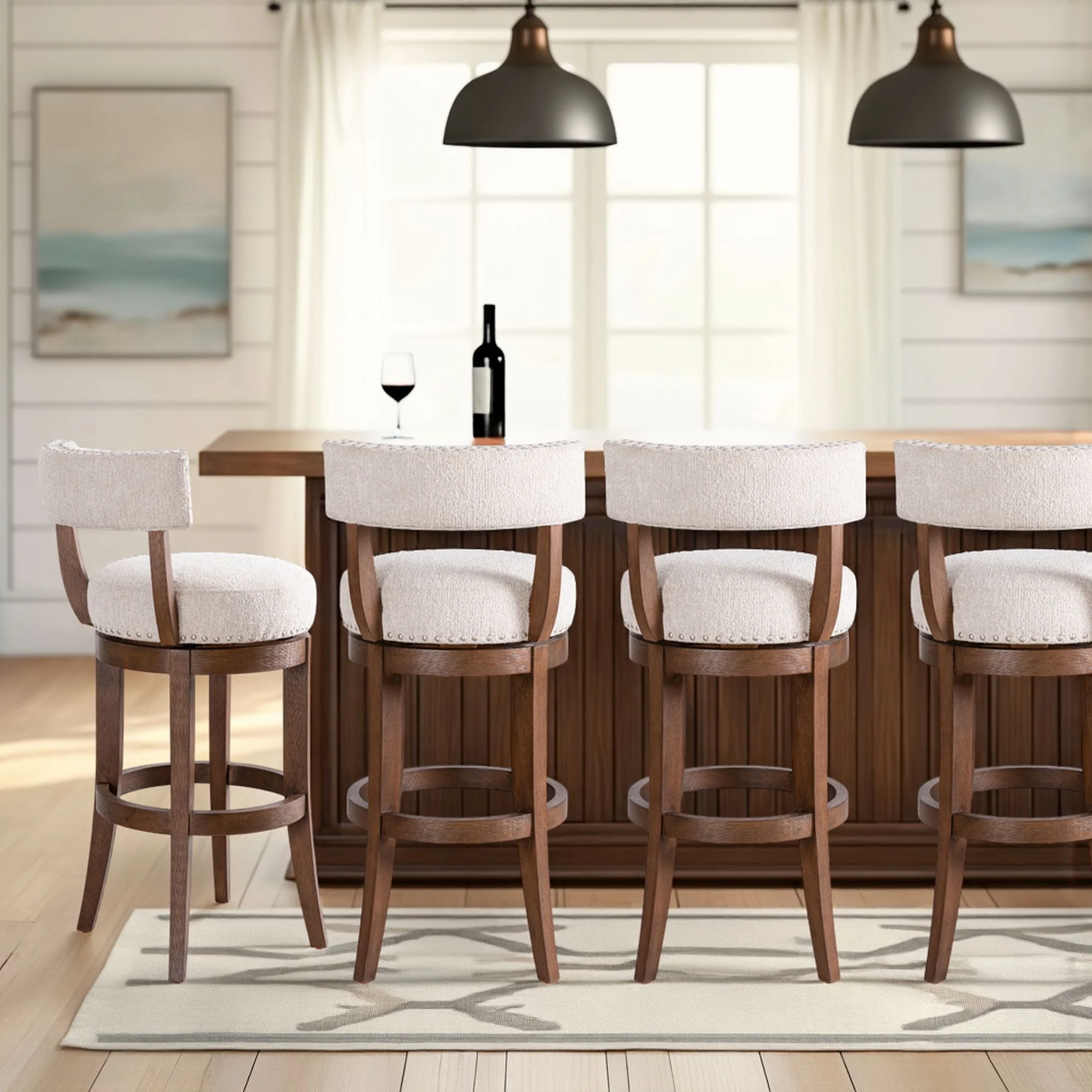 Mystic - Solid Wood Upholstered 30" Bar Height Swivel Barstool - Image 11