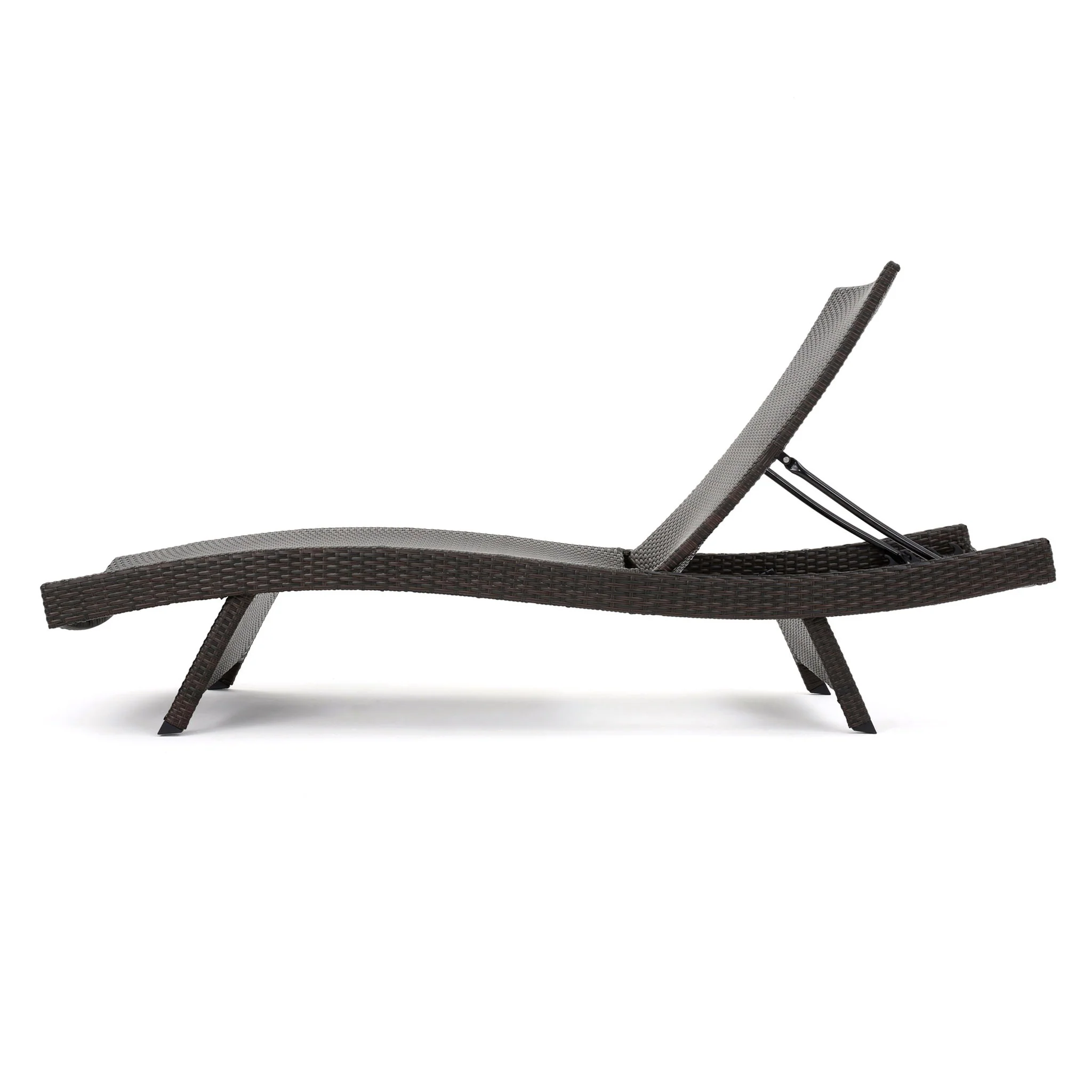 Mysticism Outdoor Chaise Lounge With Adjustable Backrest And Foldable Legs - Brown Multi - Image 7