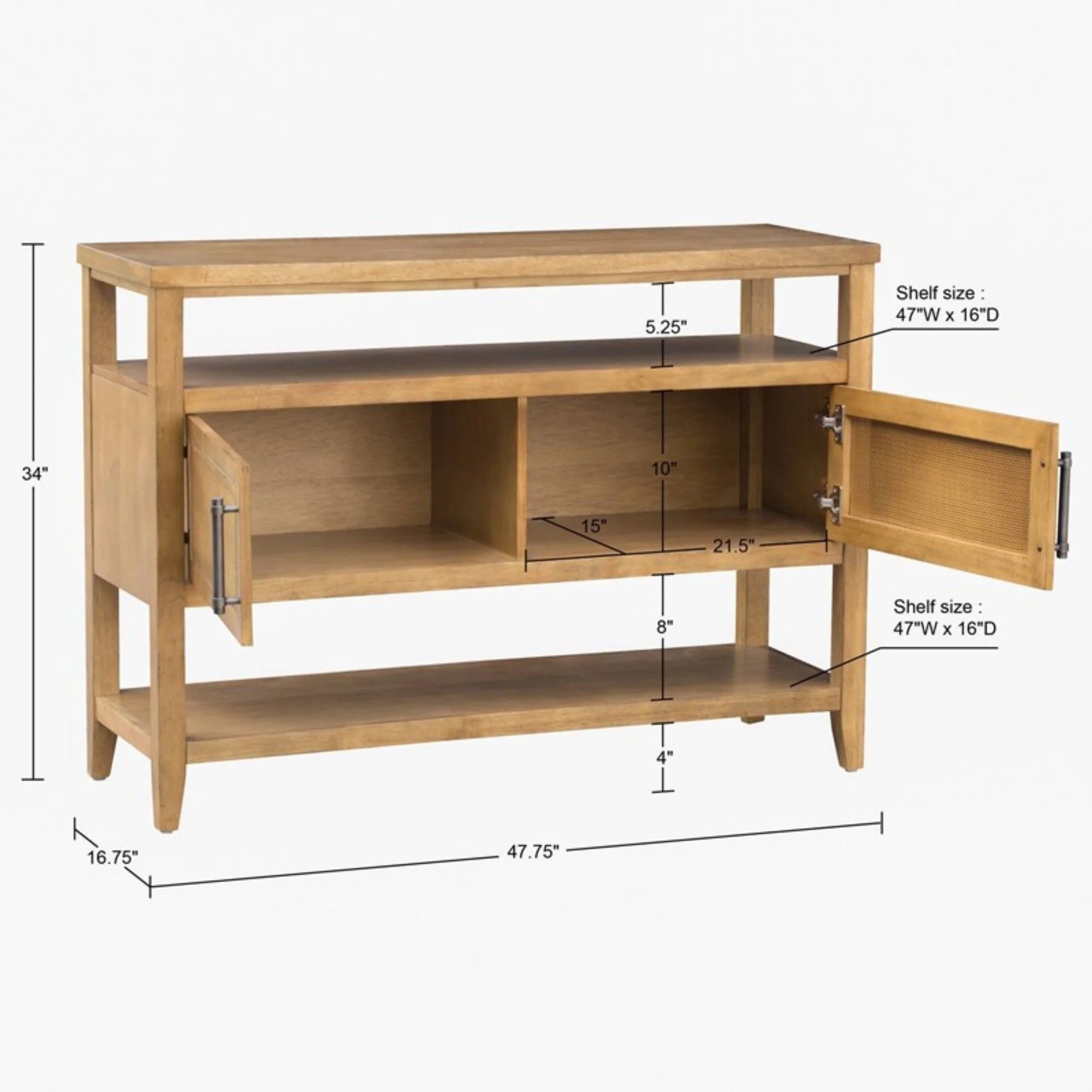 Naomi - 2 Door Storage Console Table With Ample Shelving - Natural - Image 8