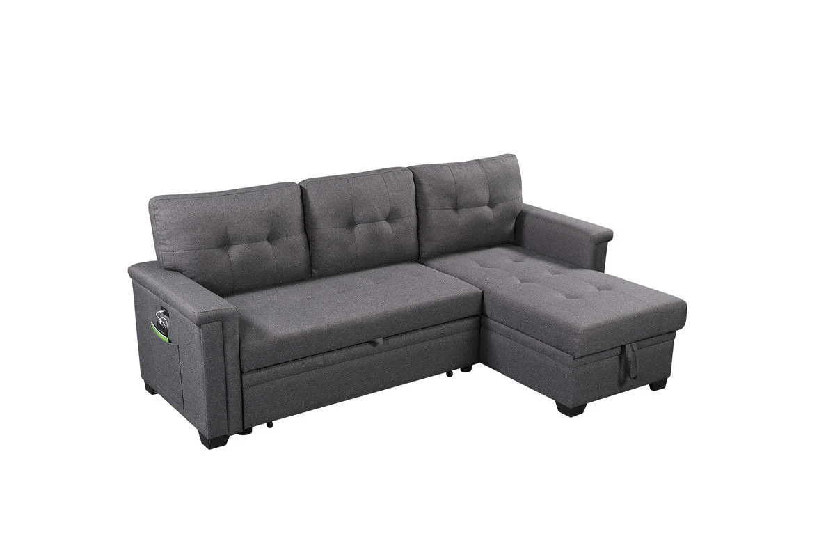 Nathan - Reversible Sleeper Sectional Sofa With Storage Chaise, USB Charging Ports And Pocket - Image 12