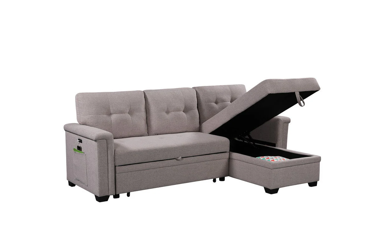 Nathan - Reversible Sleeper Sectional Sofa With Storage Chaise, USB Charging Ports And Pocket - Image 13
