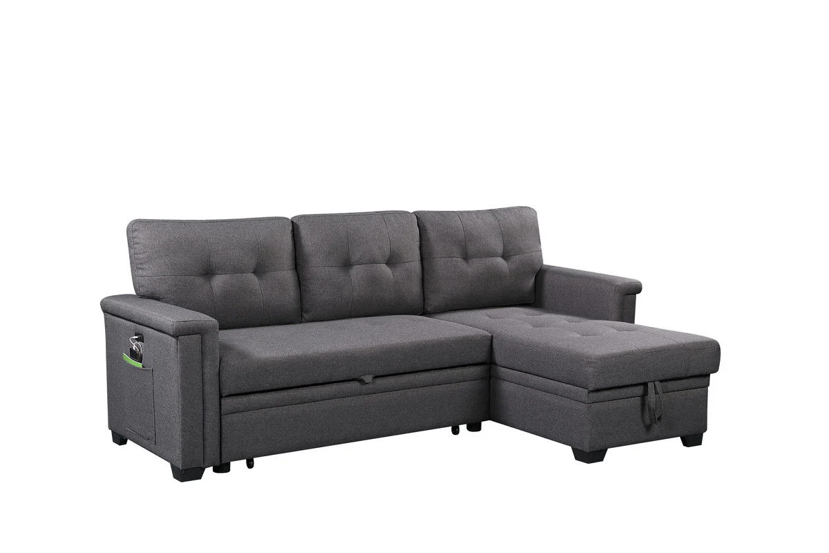 Nathan - Reversible Sleeper Sectional Sofa With Storage Chaise, USB Charging Ports And Pocket - Image 5