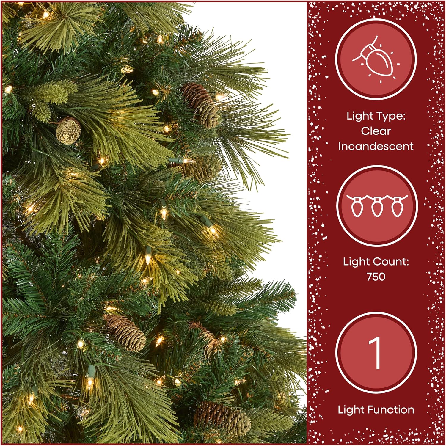 National Tree Company 7.5 ft Pre-Lit Carolina Pine Artificial Christmas Tree - Image 6