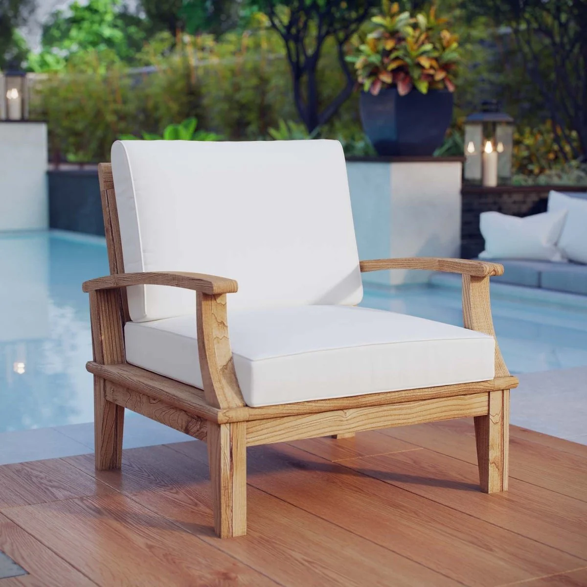 Natural Teak Outdoor Patio Armchair, Classic Teak Build with Weather-Resistant Finish - Image 18