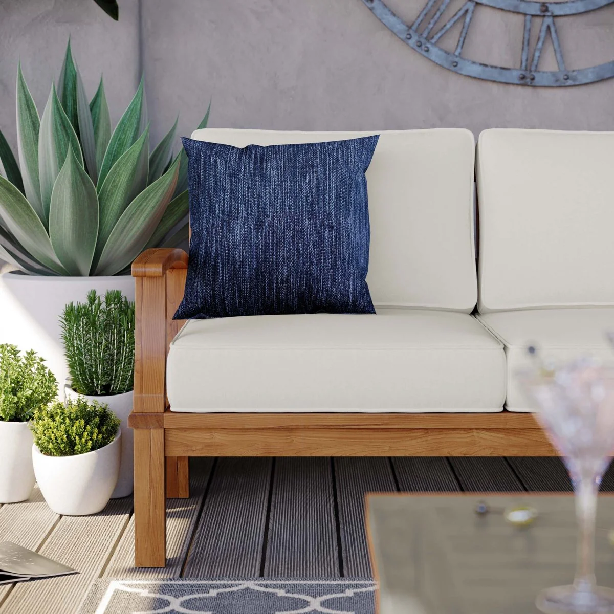 Natural Teak Outdoor Sofa with All-Weather Construction and Comfortable Seating - Image 12