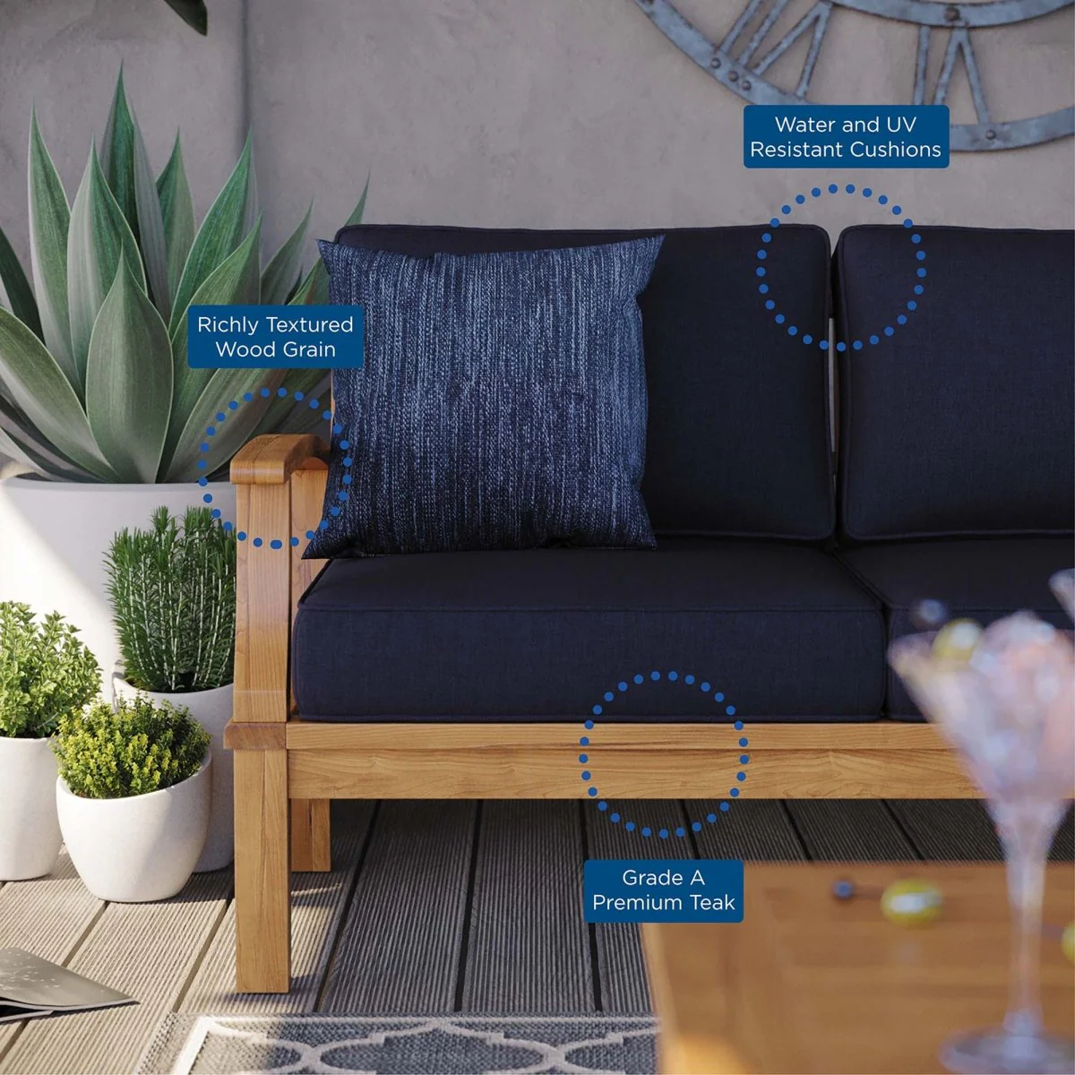 Natural Teak Outdoor Sofa with All-Weather Construction and Comfortable Seating - Image 7