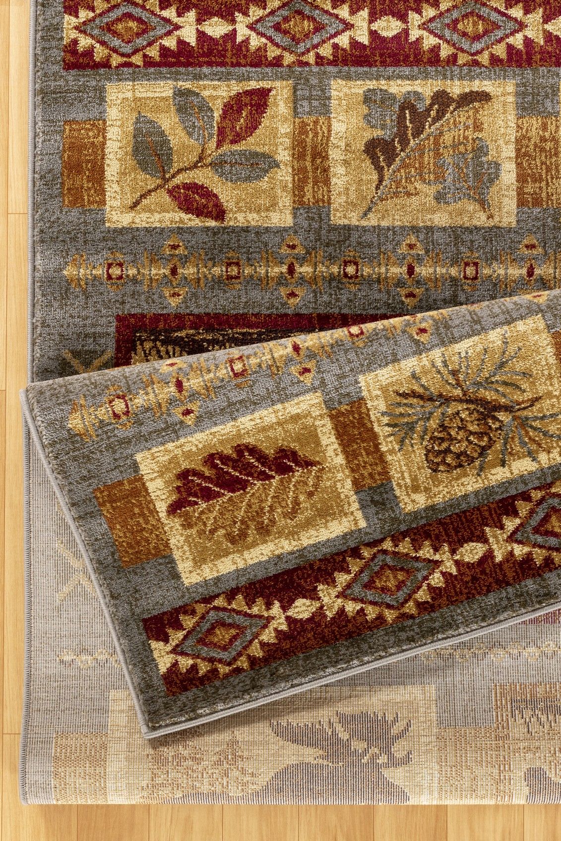 Nature's Nest - 5'3" X 7'3" Lodge Area Rug - Multi, Blue - Image 2