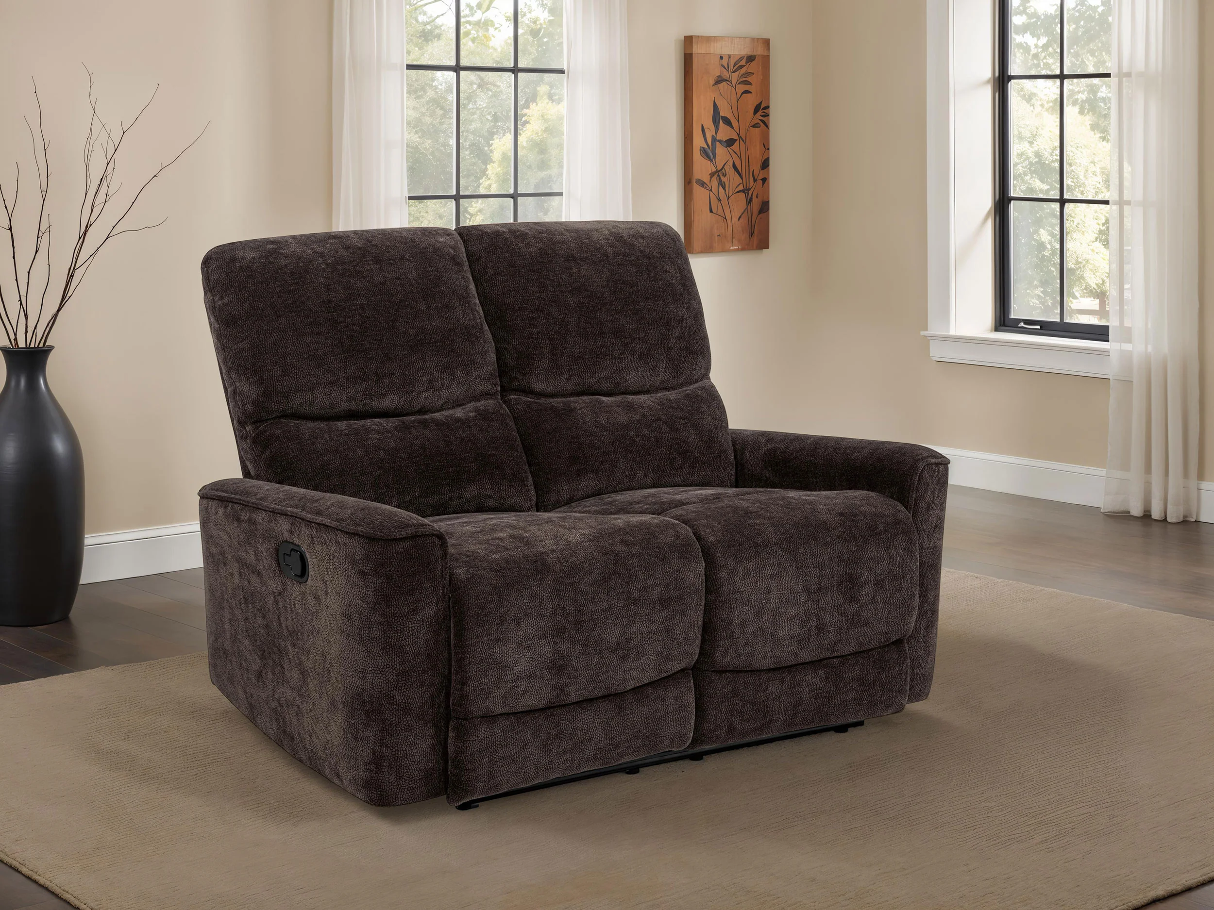 Navarro Chenille Upholstered Reclining Loveseat Dark Brown - Image 2