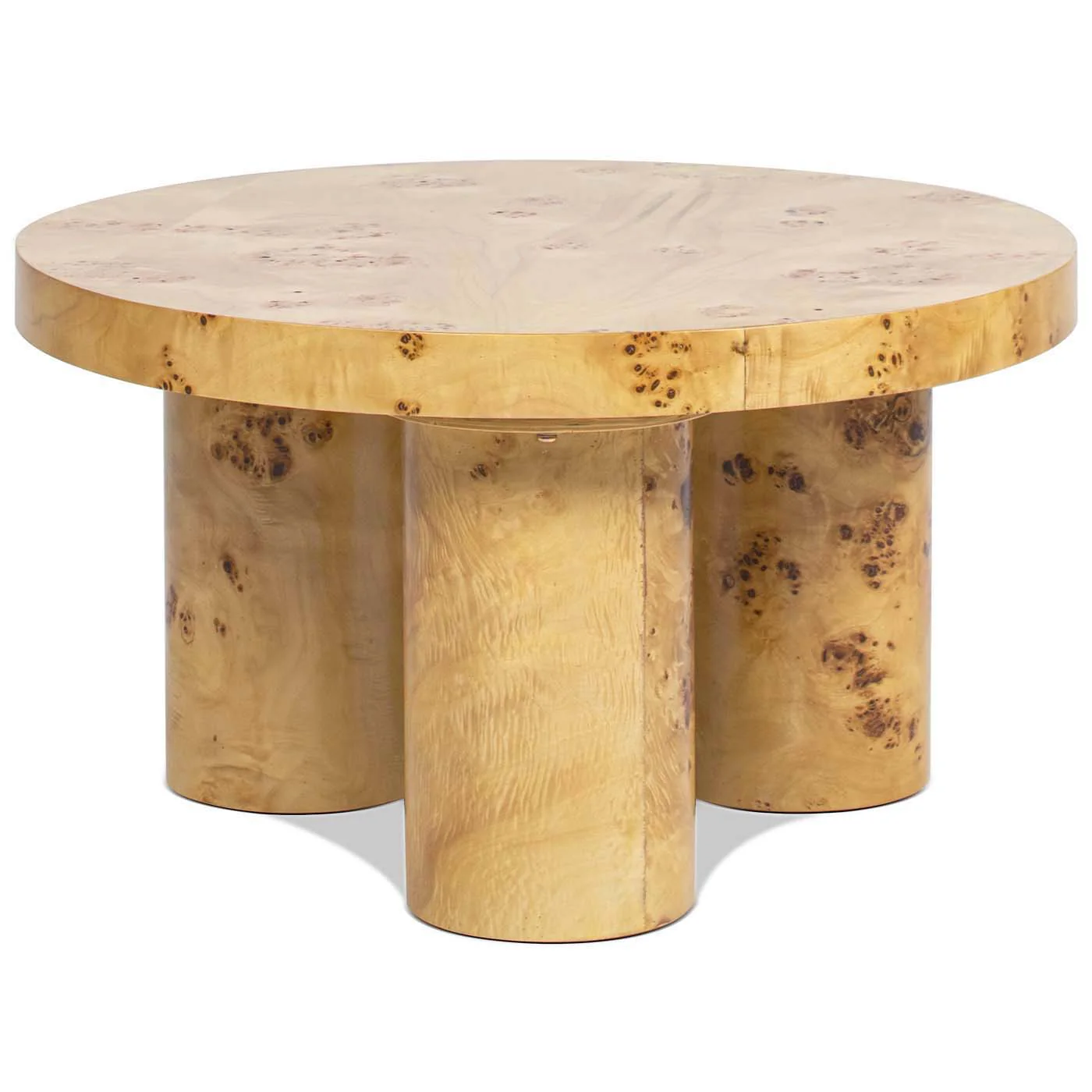 Nebula - Round Pillar Leg Coffee Table - Warm Natural Brown Burl - Image 7
