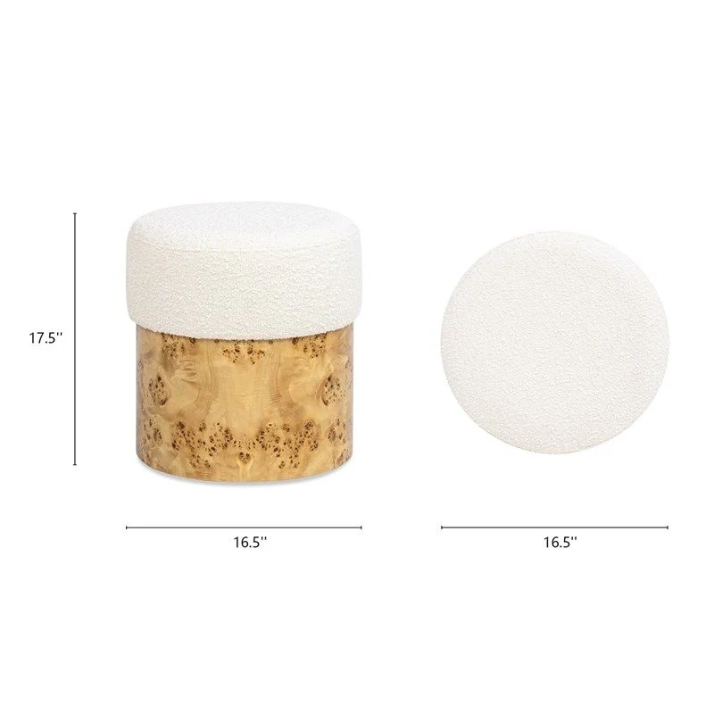Nebula - Round Upholstered Ottoman - White - Image 3