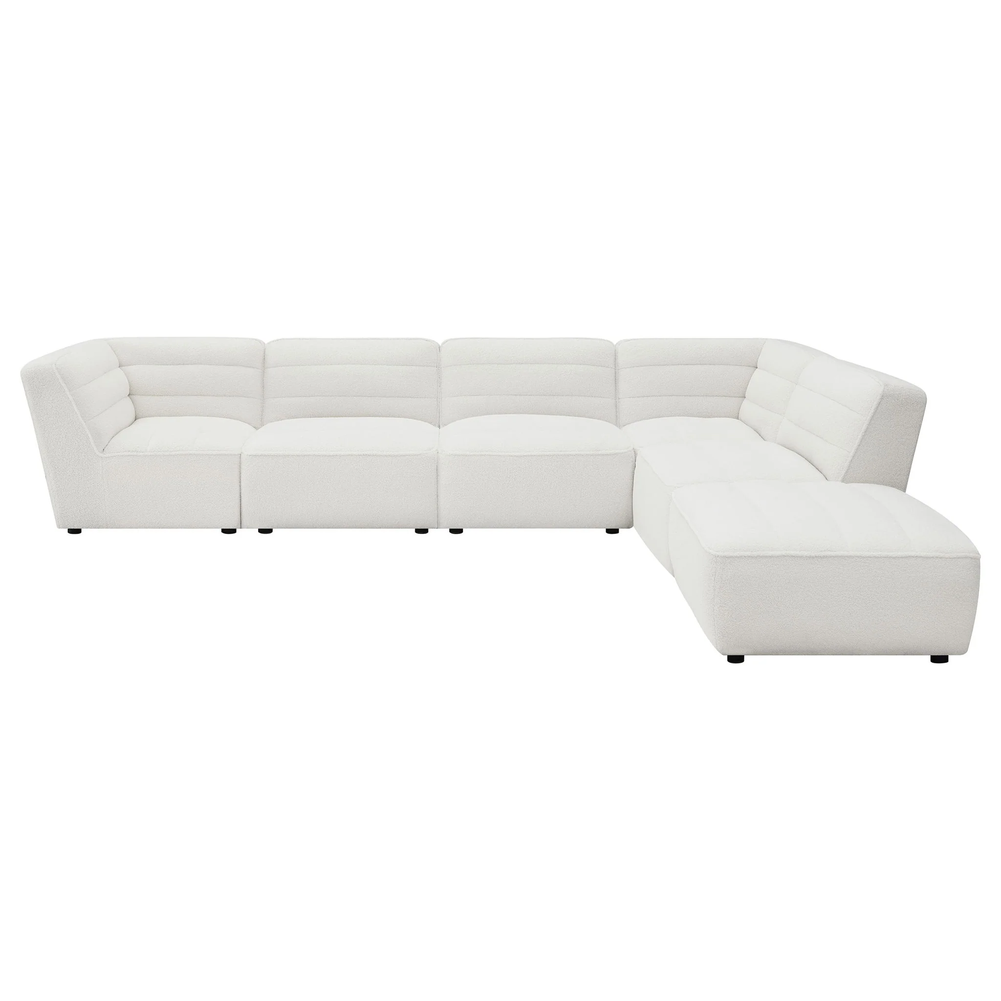 Nevve - 6 Piece Upholstered Tufted Sectional - Ivory - Image 7