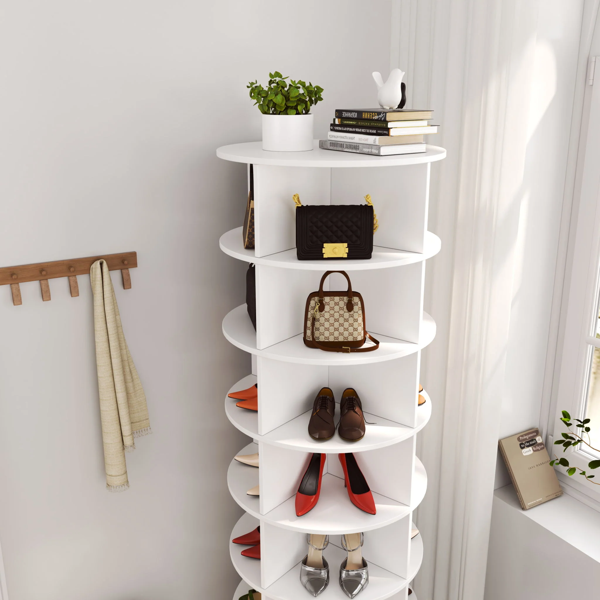 New 360 Rotating Shoe Cabinet 7 Layers Holds Up To 28 Paris Of Shoes - Image 3