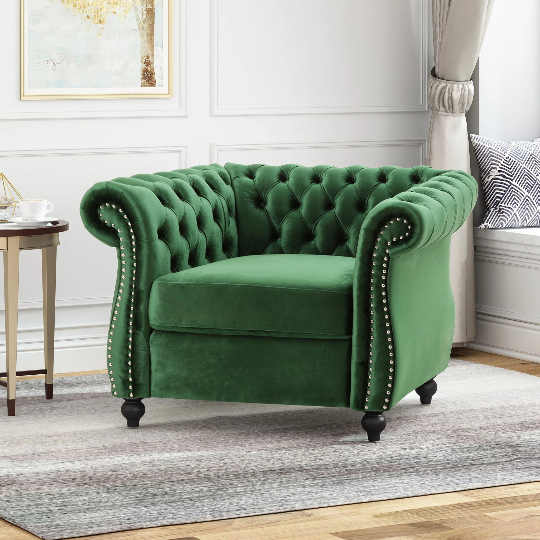 Nexuson - Upholstered Chesterfield Chair With Deep Tufted And Nailhead Trim - Image 15