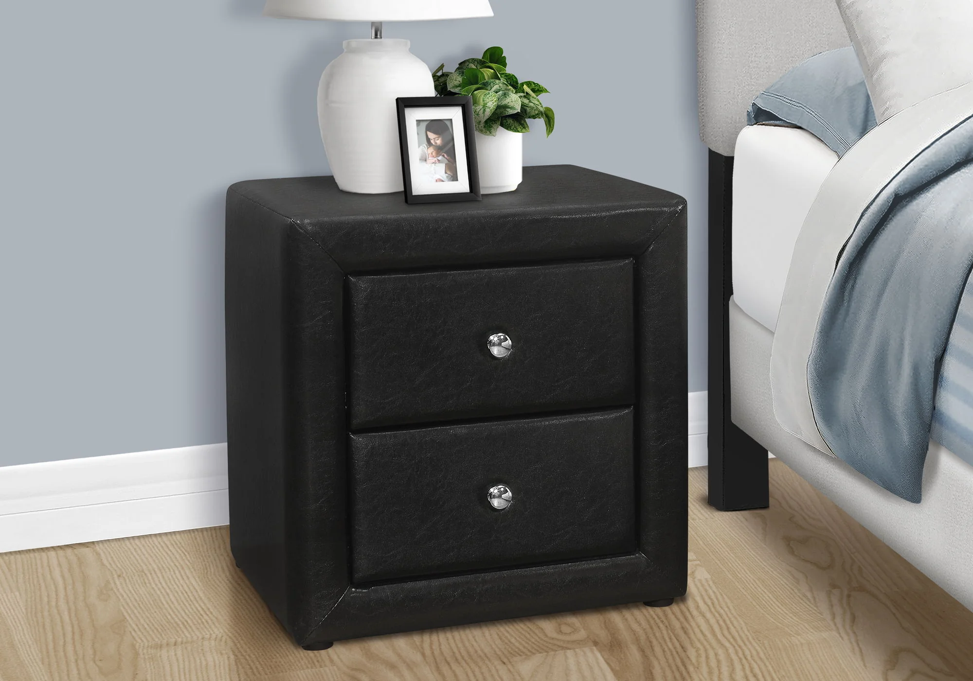 Nightstand, Storage Drawer Versatile Use, Upholstered, Transitional - Image 18