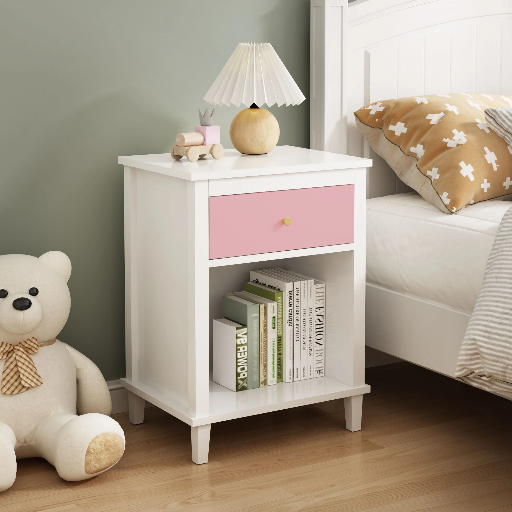 Nightstand With 1 Drawer 1 Shelf - Image 4