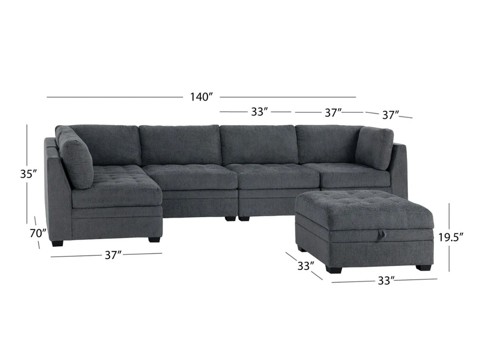 Nixon Fabric 6 Piece Modular Sectional Set - Image 5
